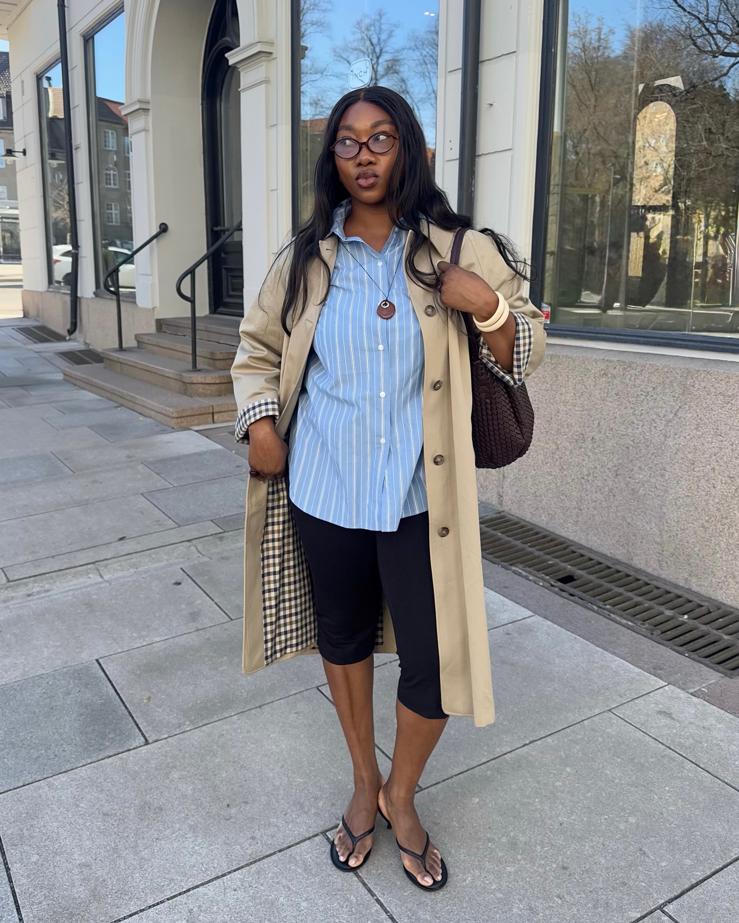 Woman showing how to style pedal pushers.