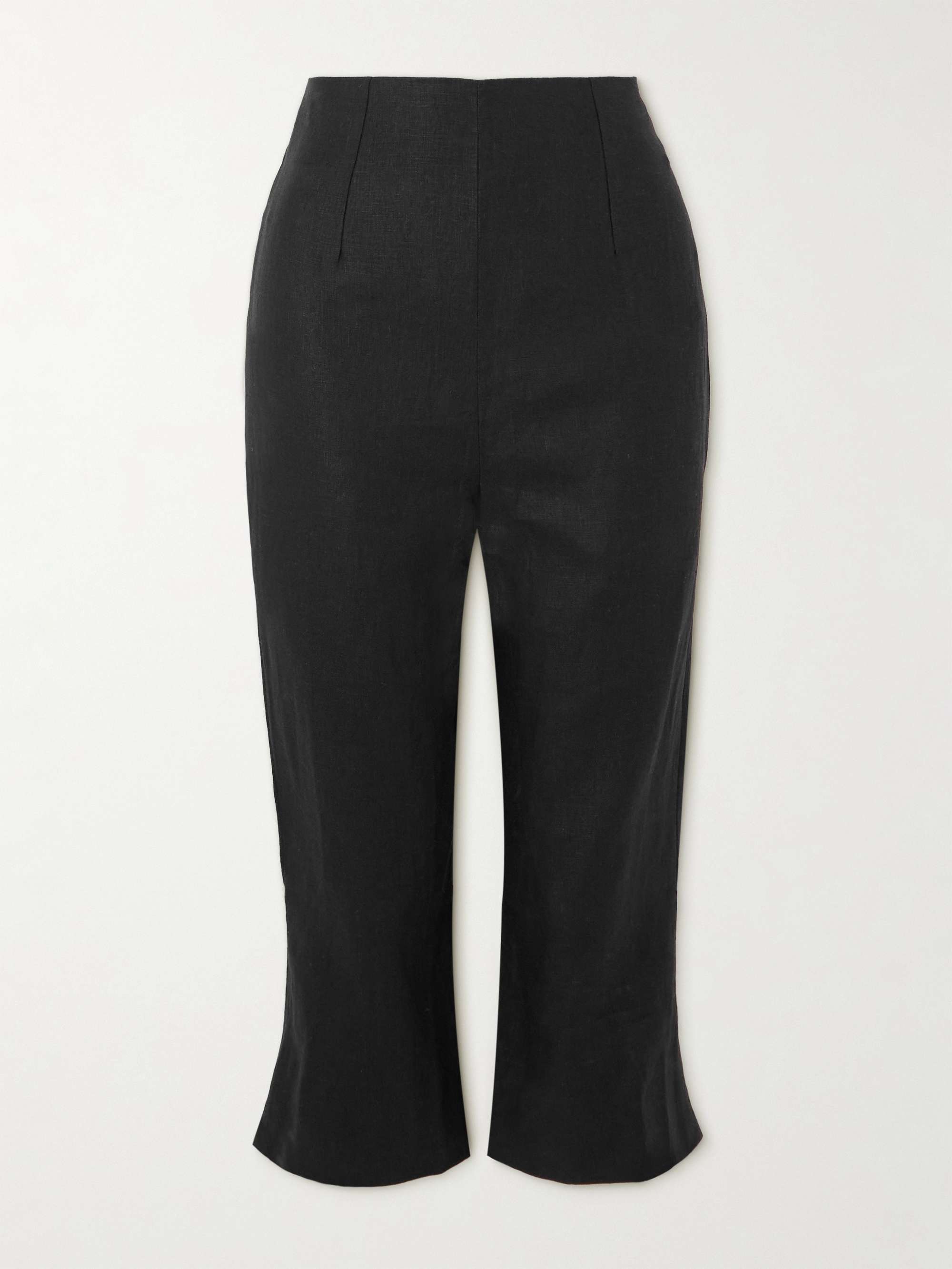 Capri Cropped Linen Slim-Leg Pants