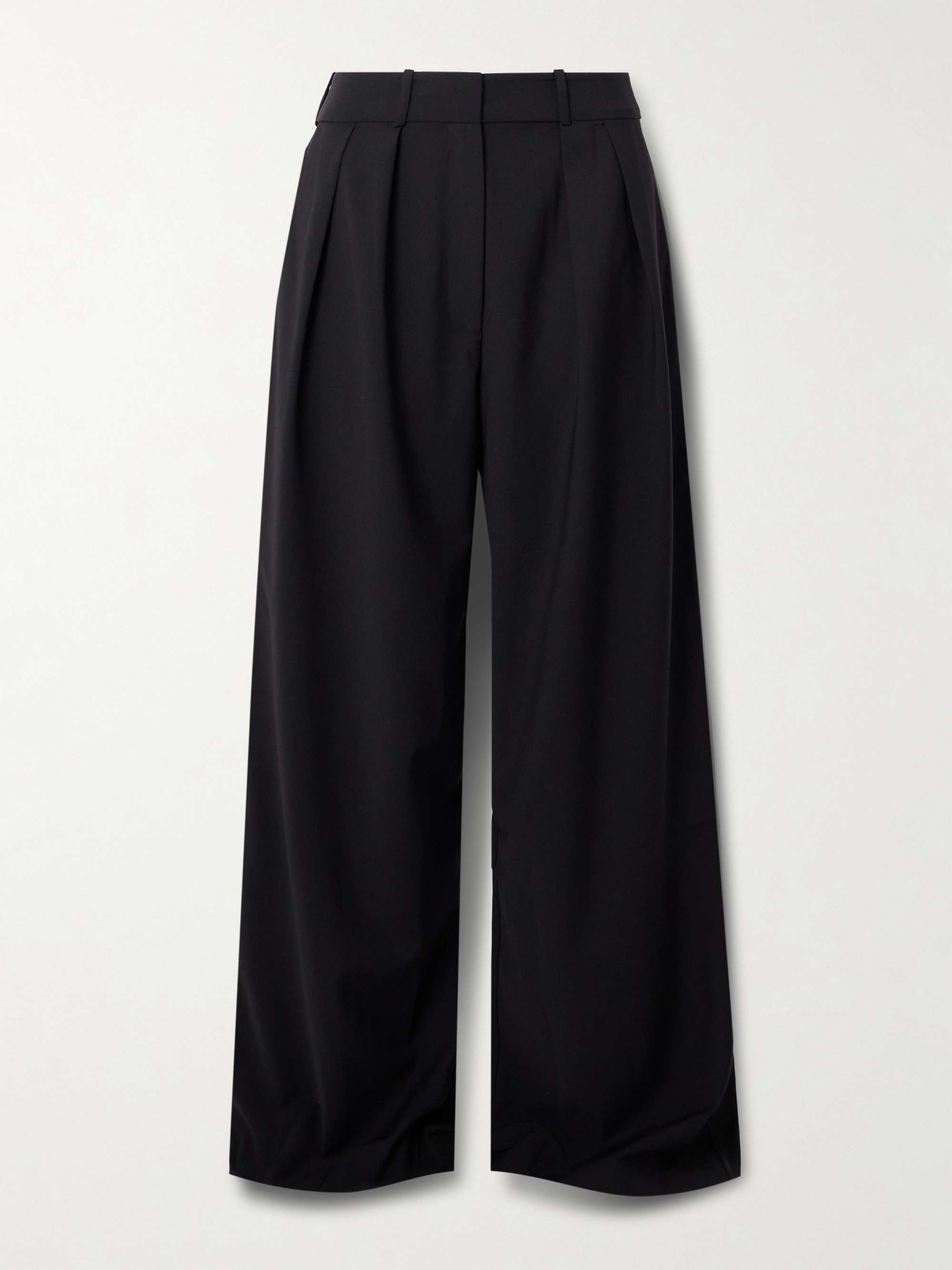 Ripley Pleated Grain De Poudre Wide-Leg Pants