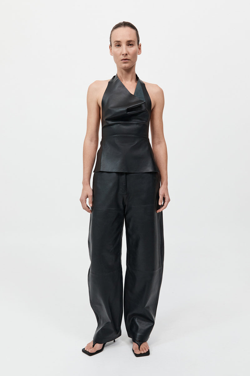 Leather Tie Top - Black