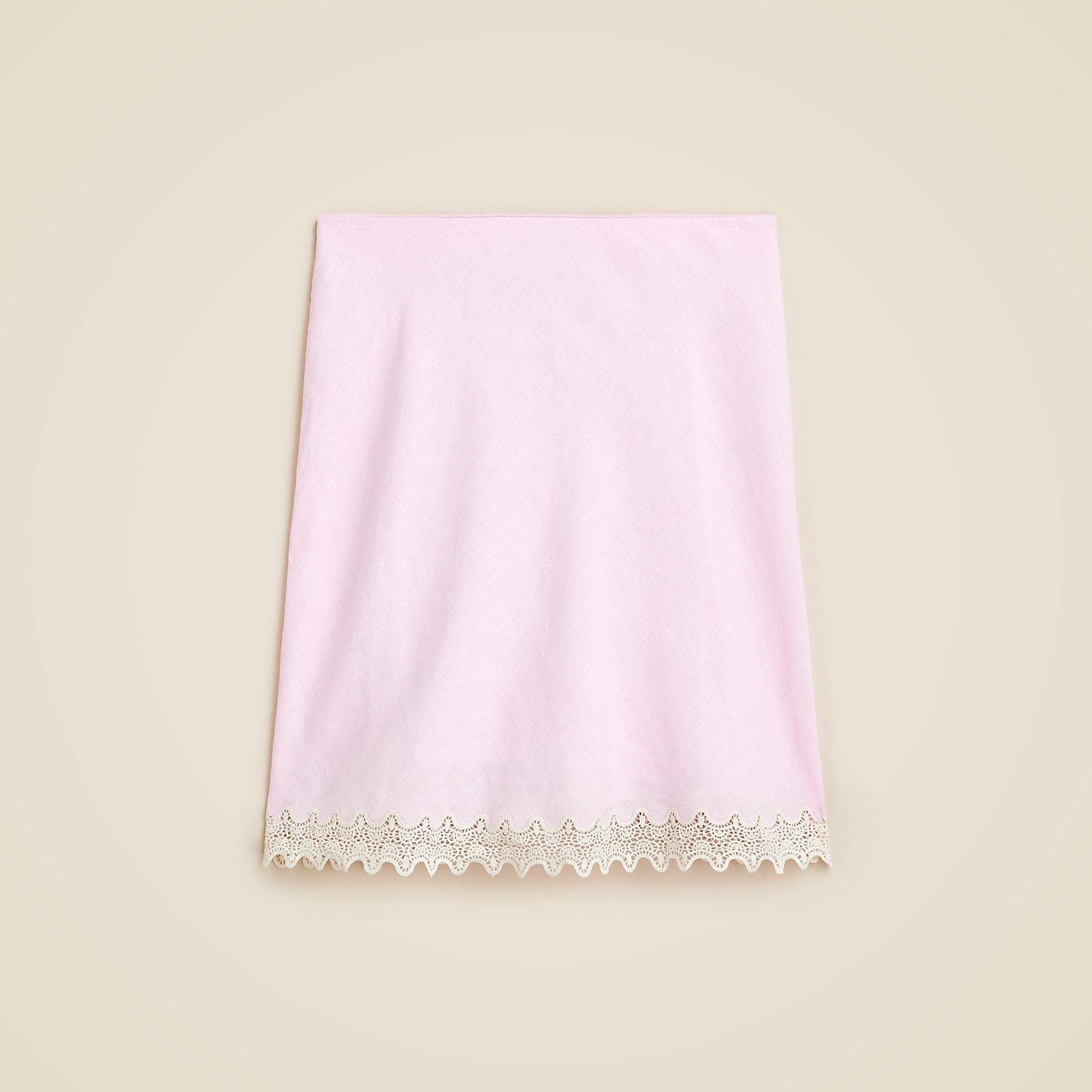 J.Crew, Gwen Lace-Trim Slip Skirt in Linen