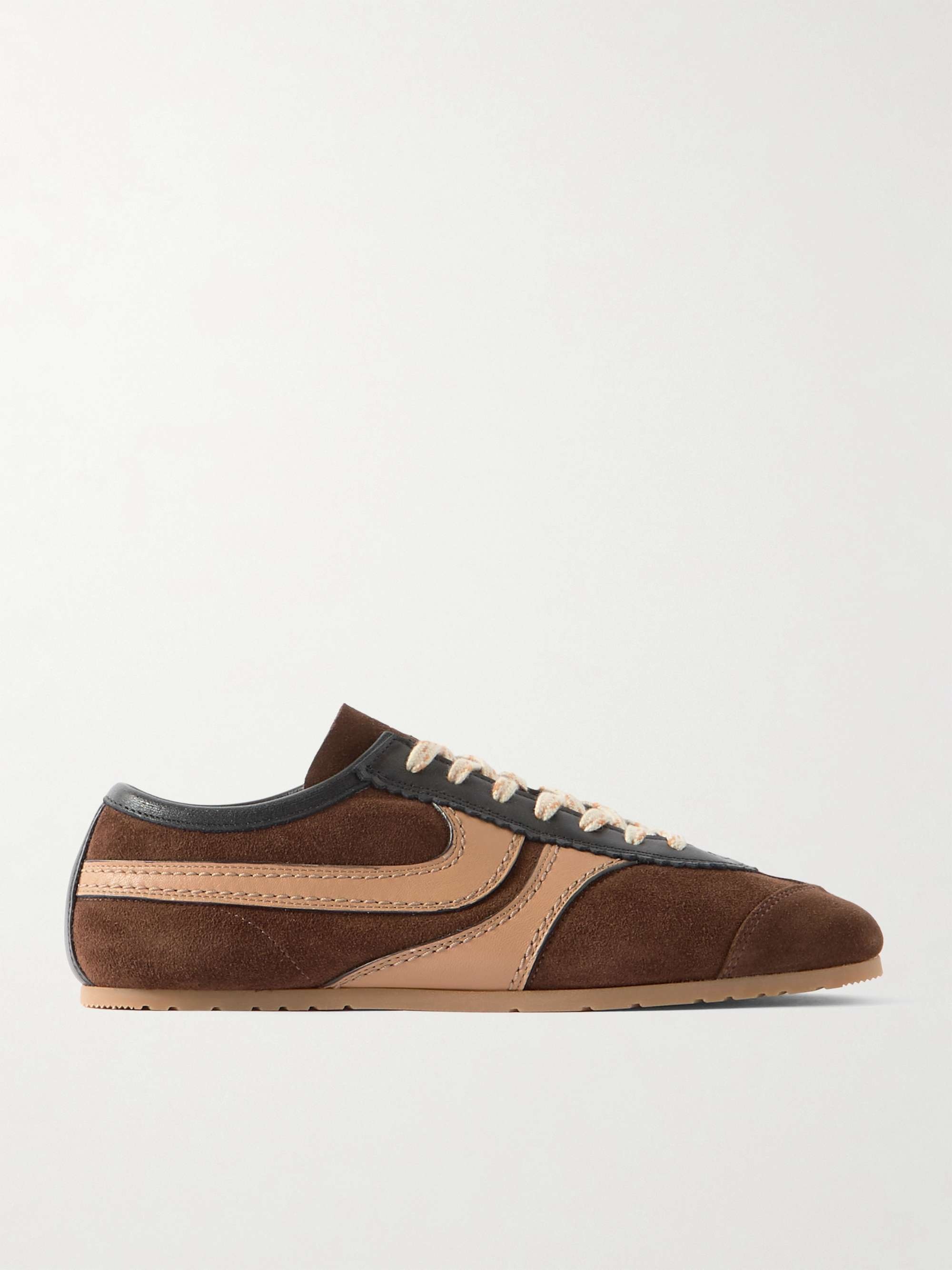 DRIES VAN NOTEN, Leather-Trimmed Suede Sneakers