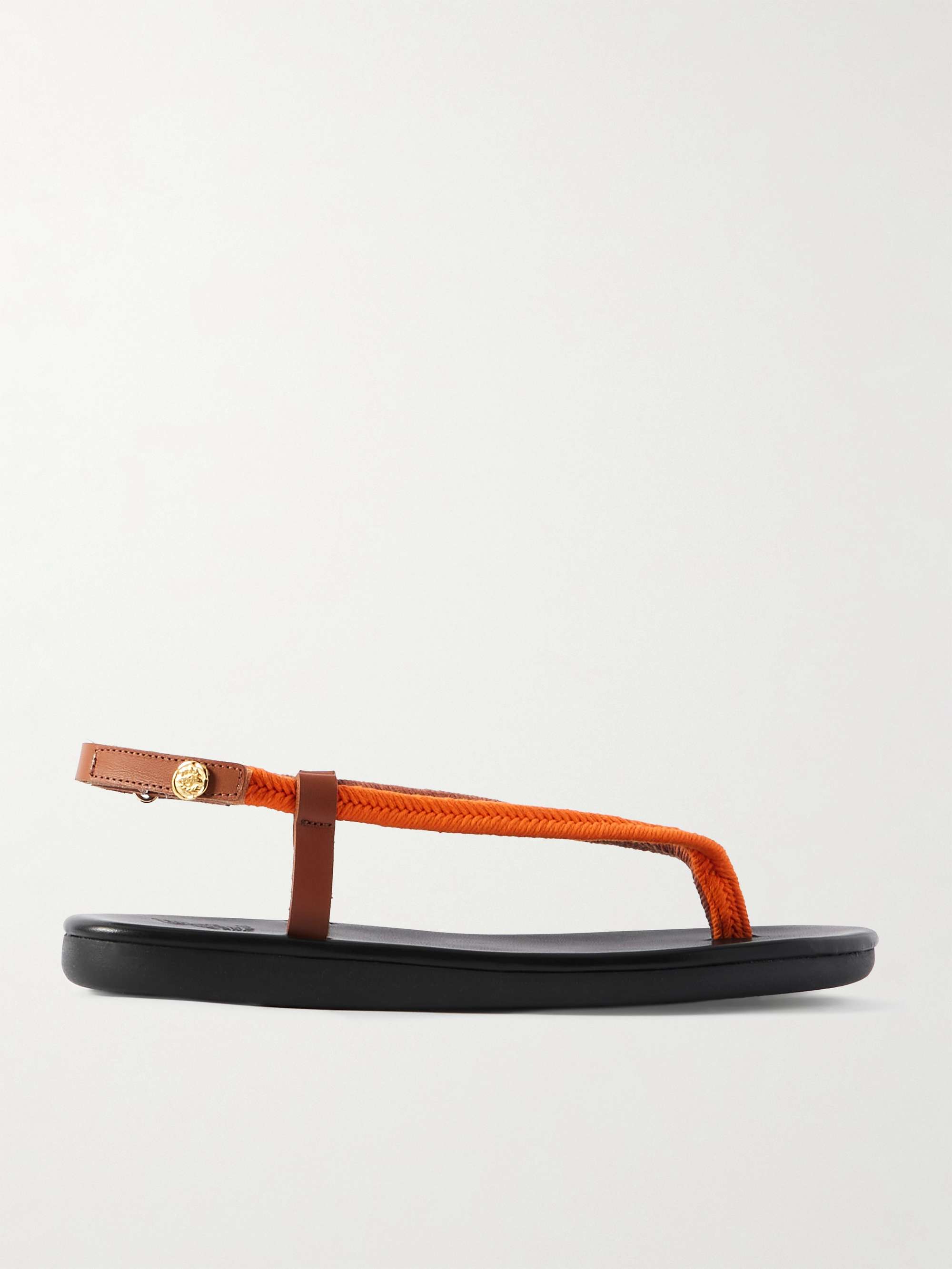 Zoi Leather-Trimmed Woven Cord Sandals
