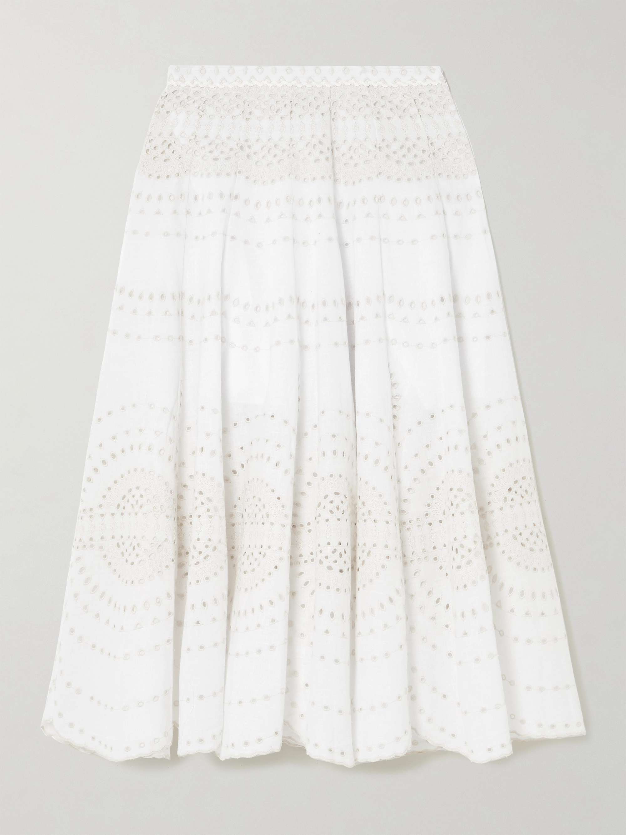 Livvy Broderie Anglaise Cotton-Blend Midi Skirt