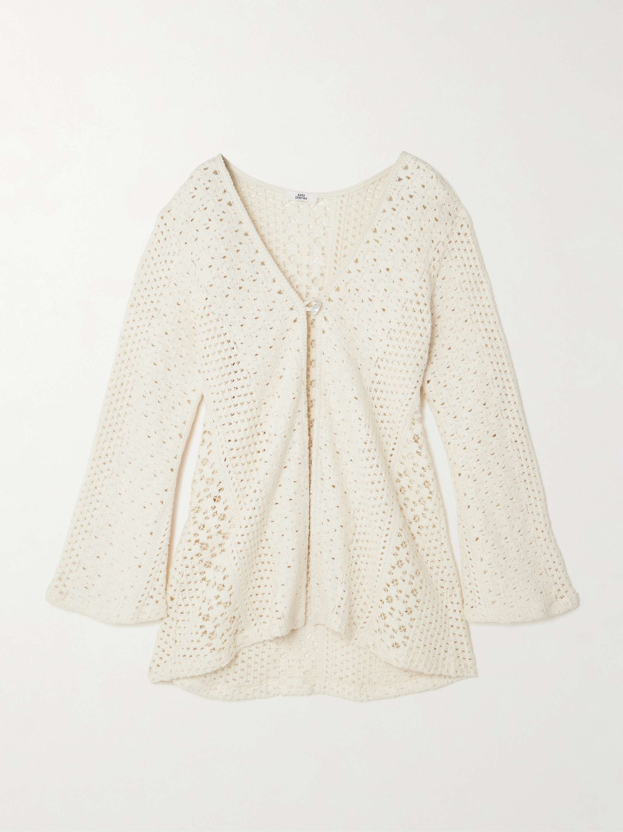 Nerea Pearl-Embellished Crocheted Cotton Coverup
