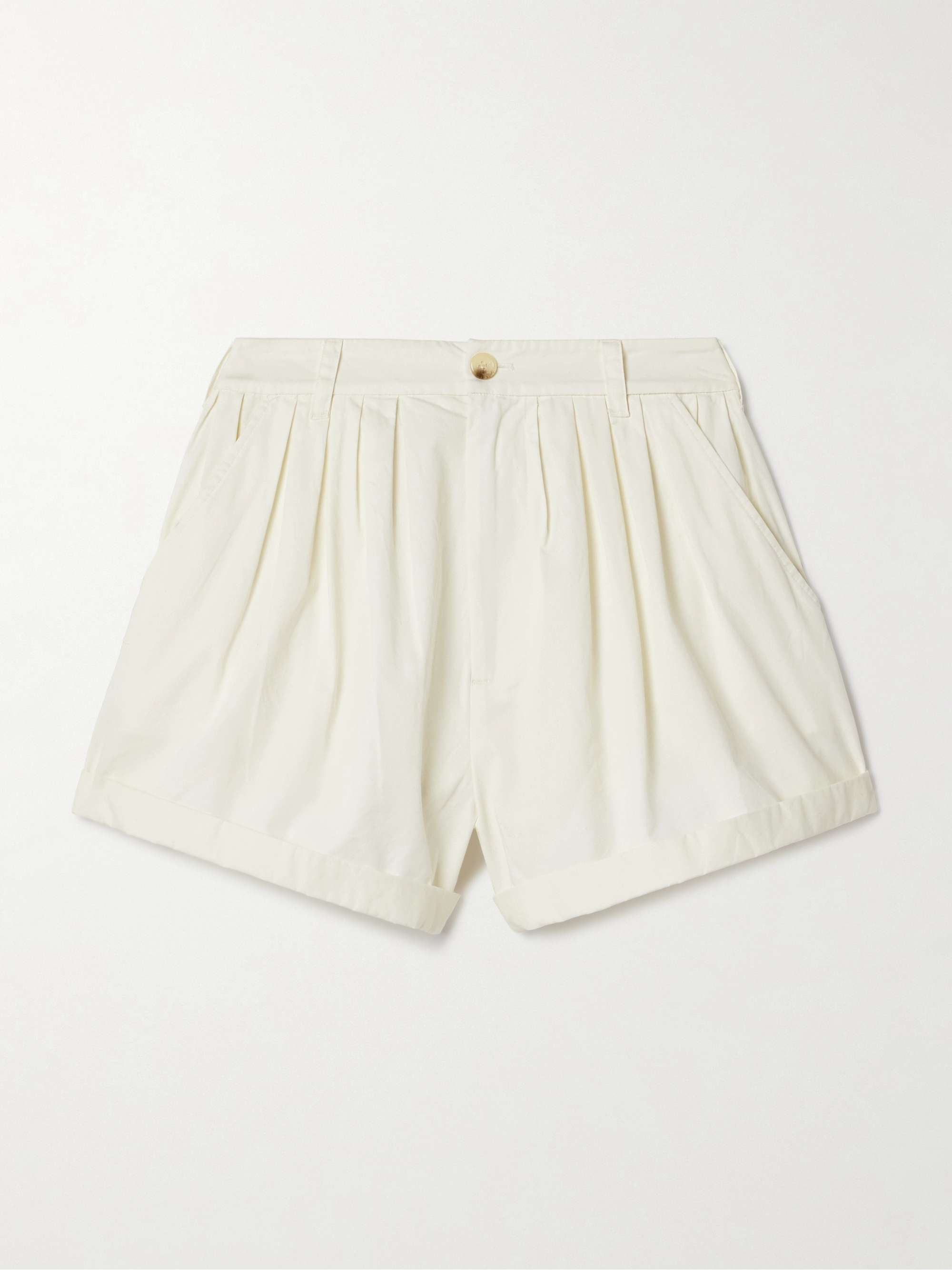 Paige Pleated Organic Cotton-Poplin Shorts