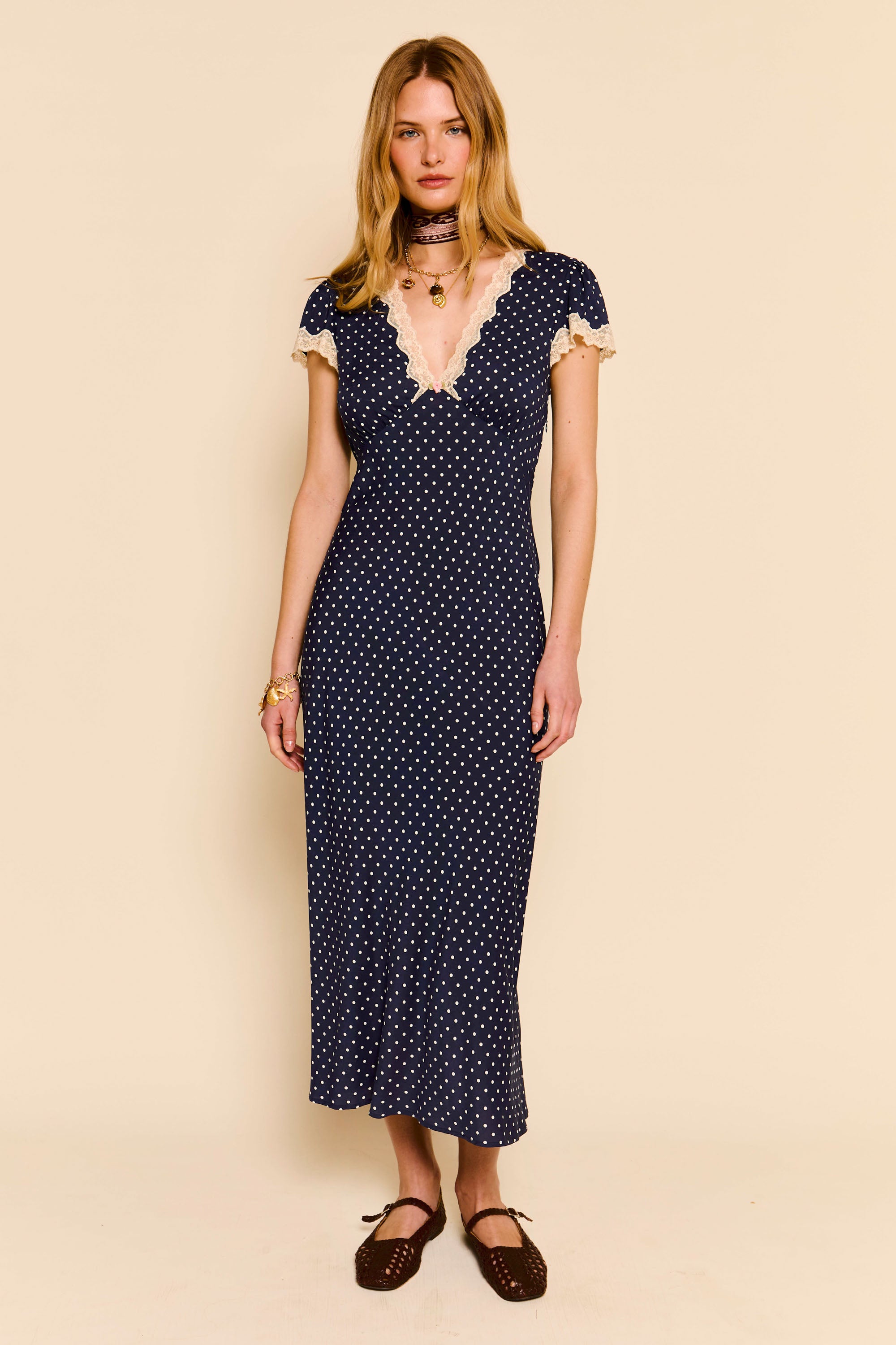 Clarice - Navy Polka Dot