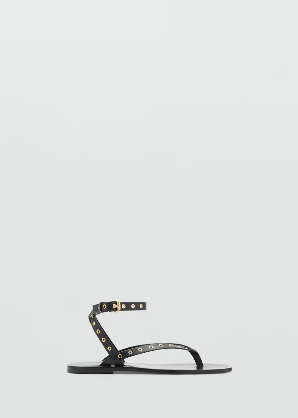 MANGO, Leather Sandals With Eyelet Straps - Women | Mango United Kingdom