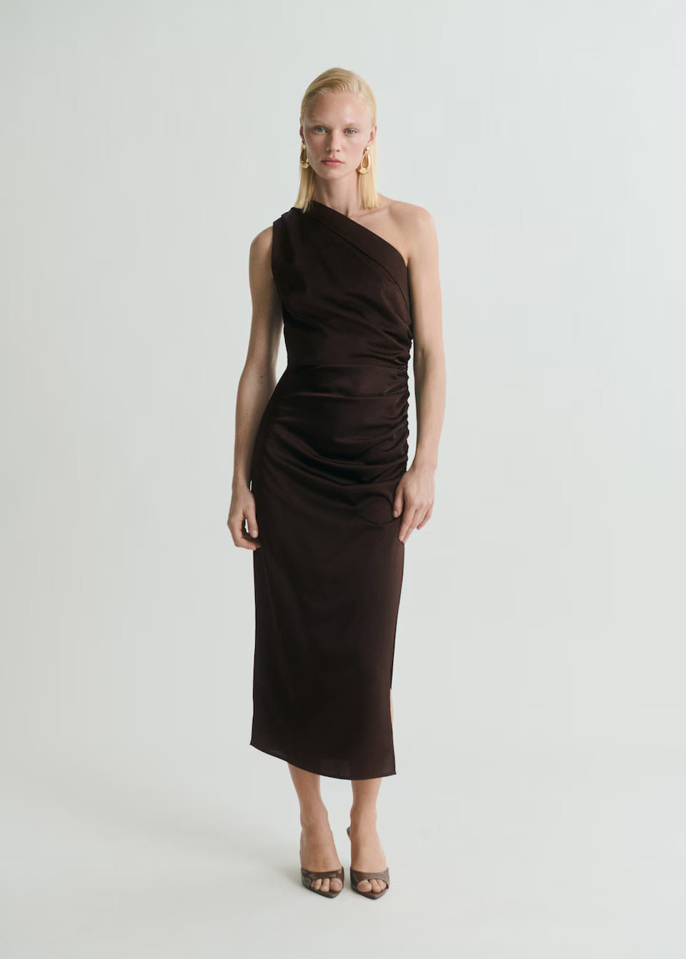 MANGO, Asymmetrical Satin Dress With Side Slits - Women | Mango United Kingdom