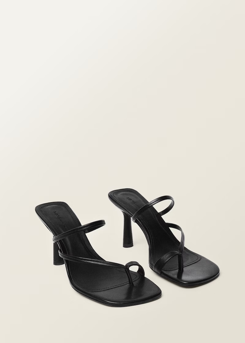 MANGO, Heeled Leather Sandals With Strap