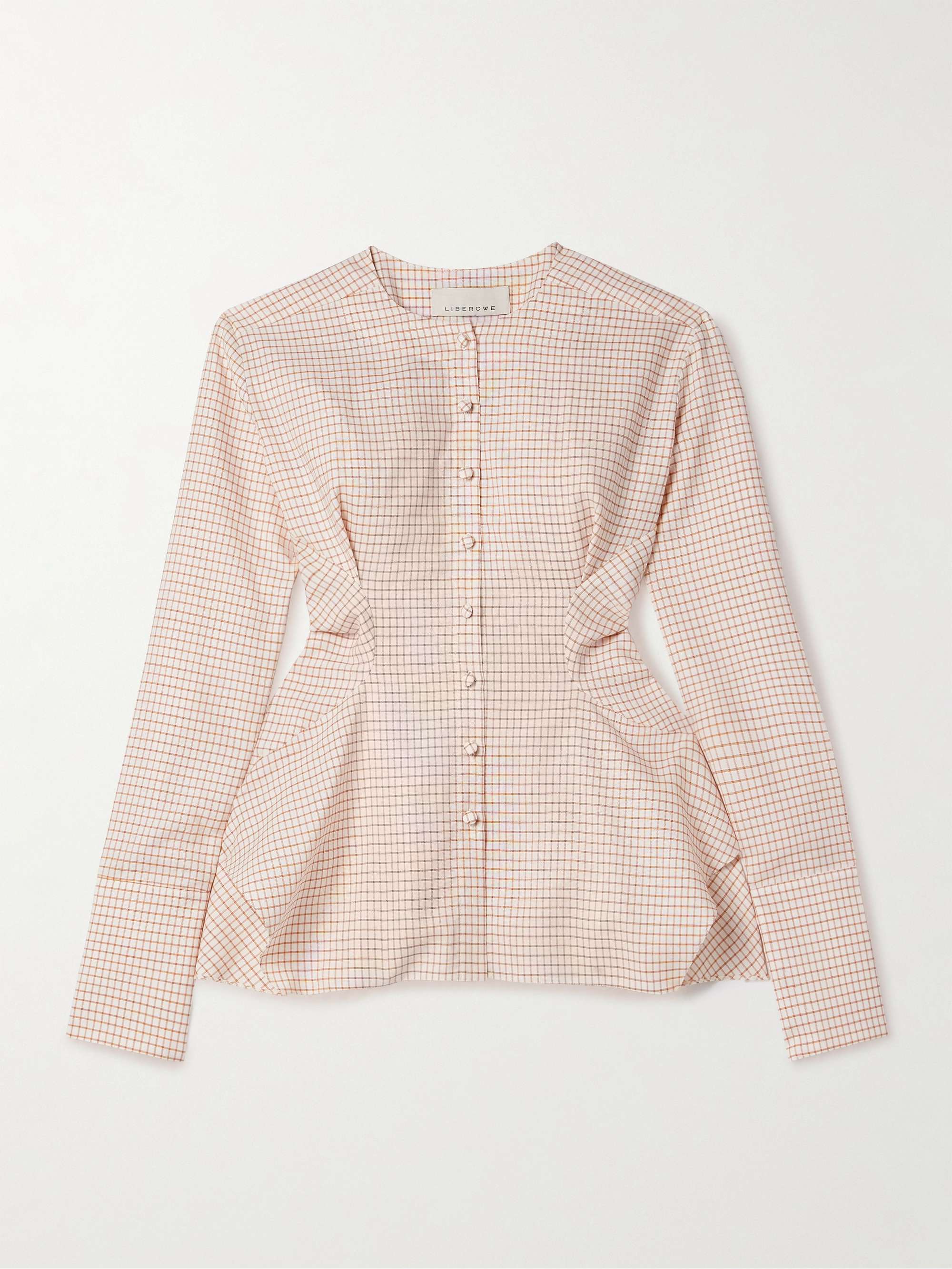 Lavinia Checked Wool and Cotton-Blend Top