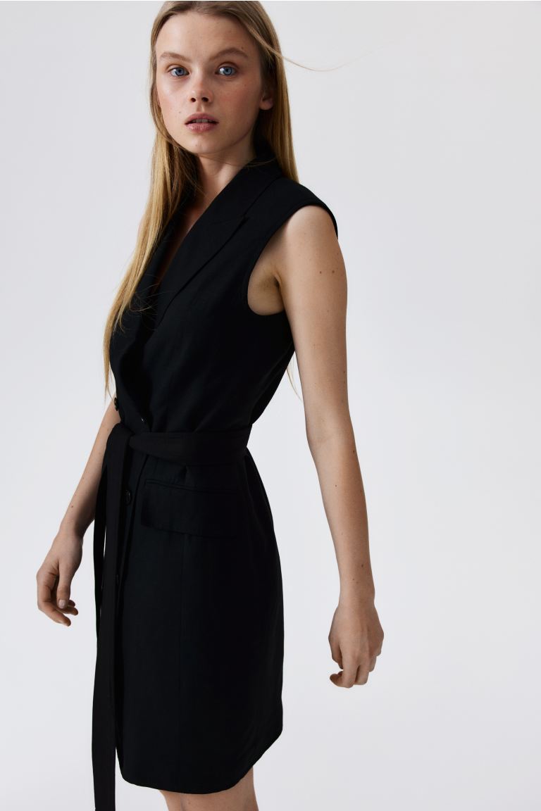 Linen-Blend Jacket Dress