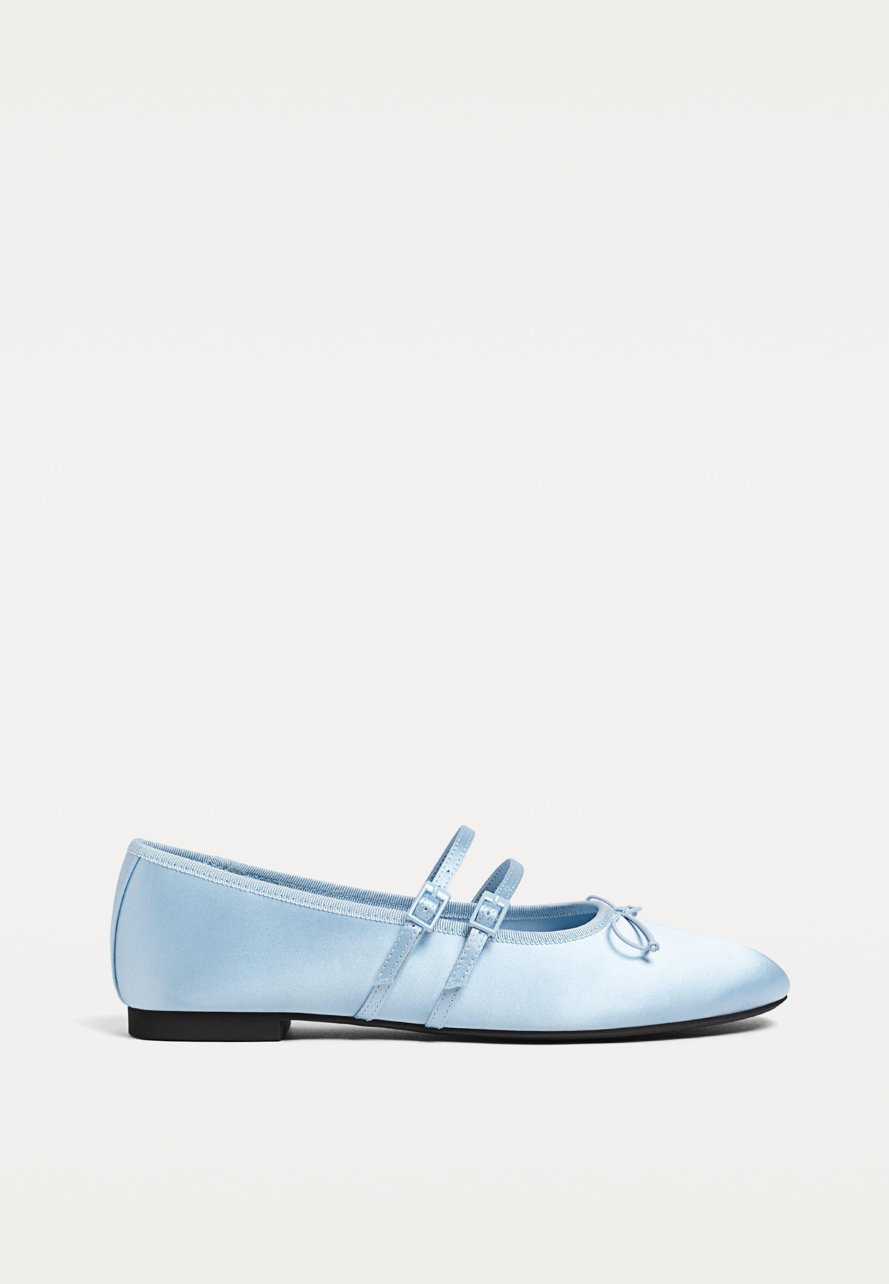 Satin Ballet Flats With Bow