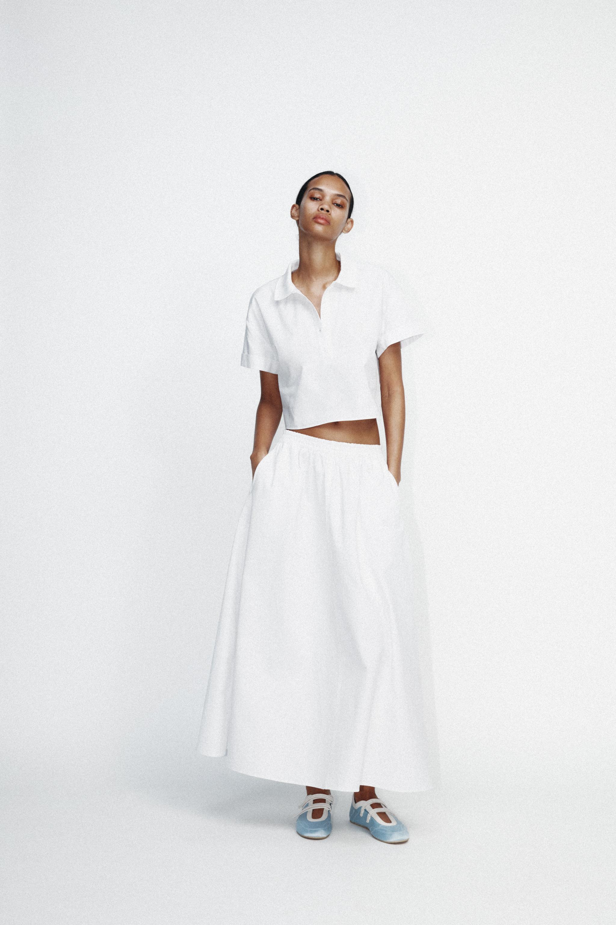 Satin Ballerina Pumps With Topstitching