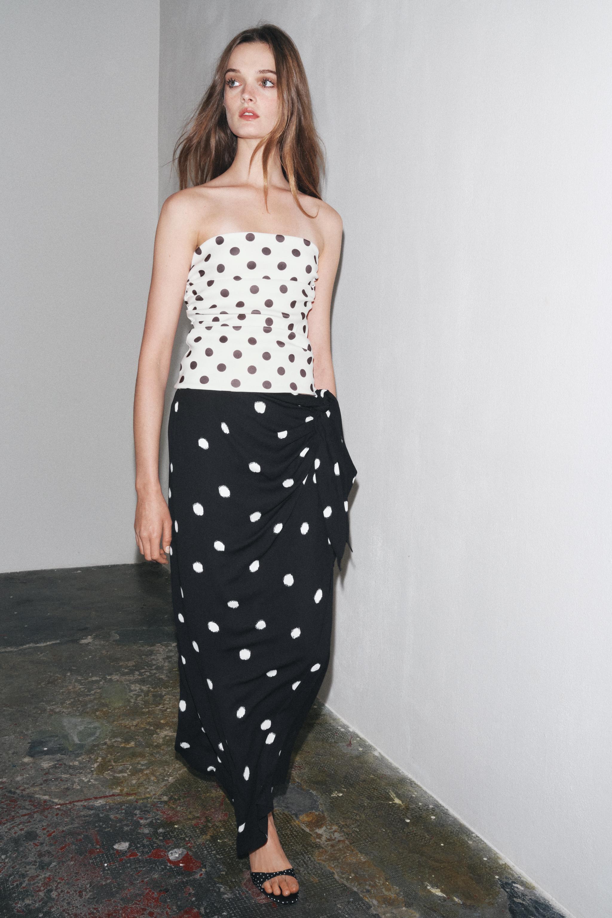 Zw Collection Polka Dot Midi Skirt