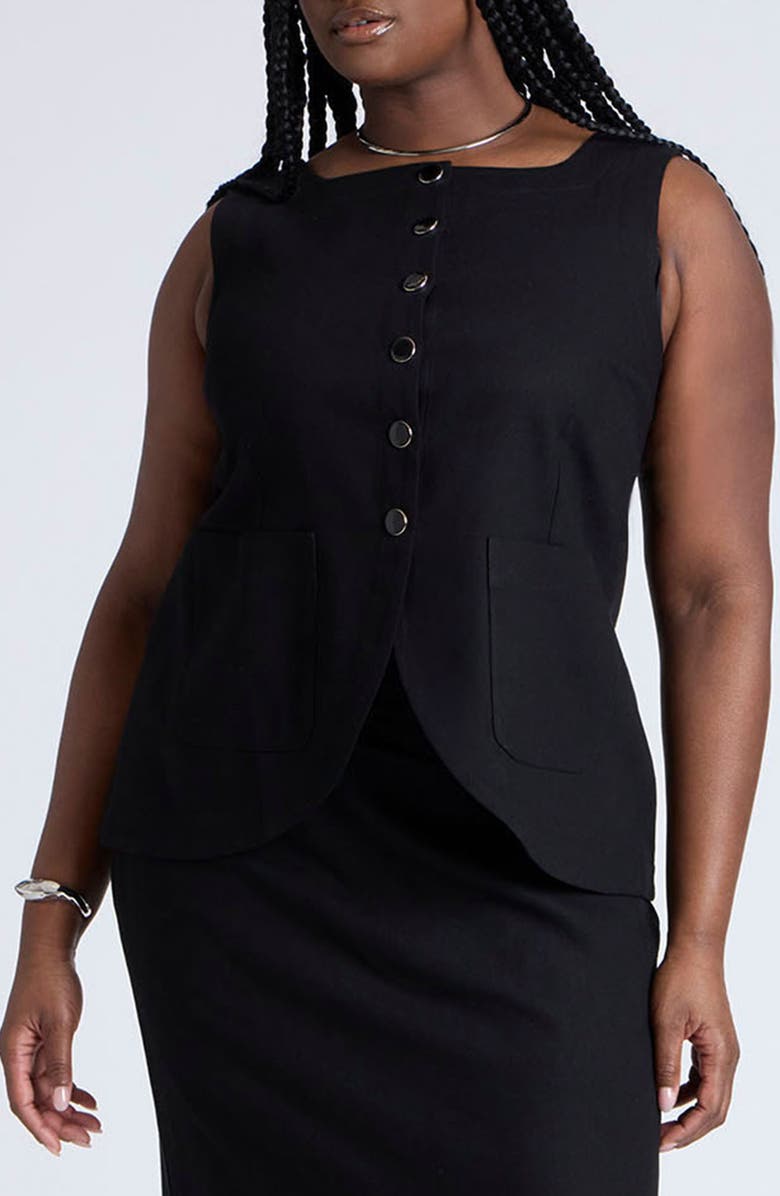 Square Neck Button-Up Vest