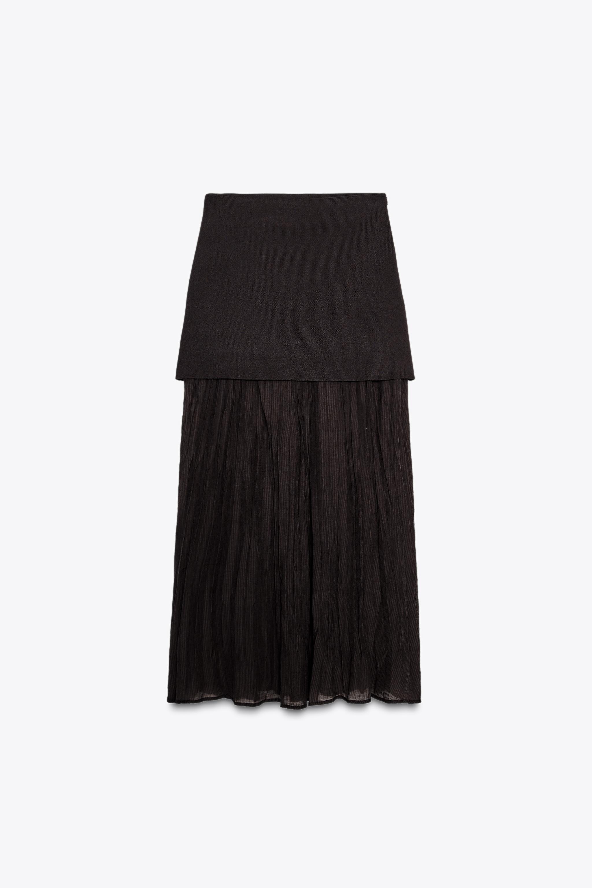 Mixed Pleated Knit Skirt