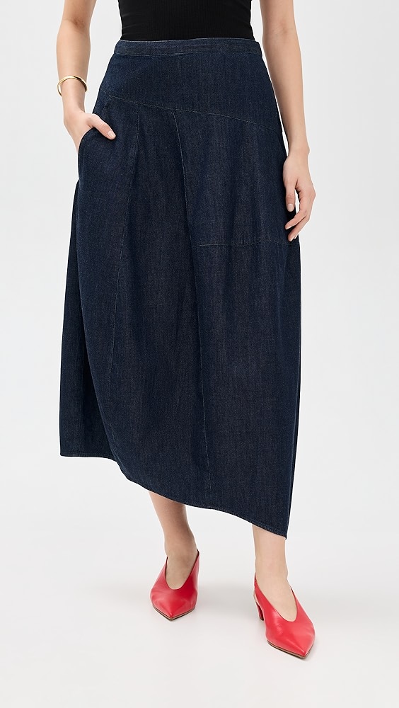 Tibi Lightweight Denim Asymmetrical Balloon Skirt