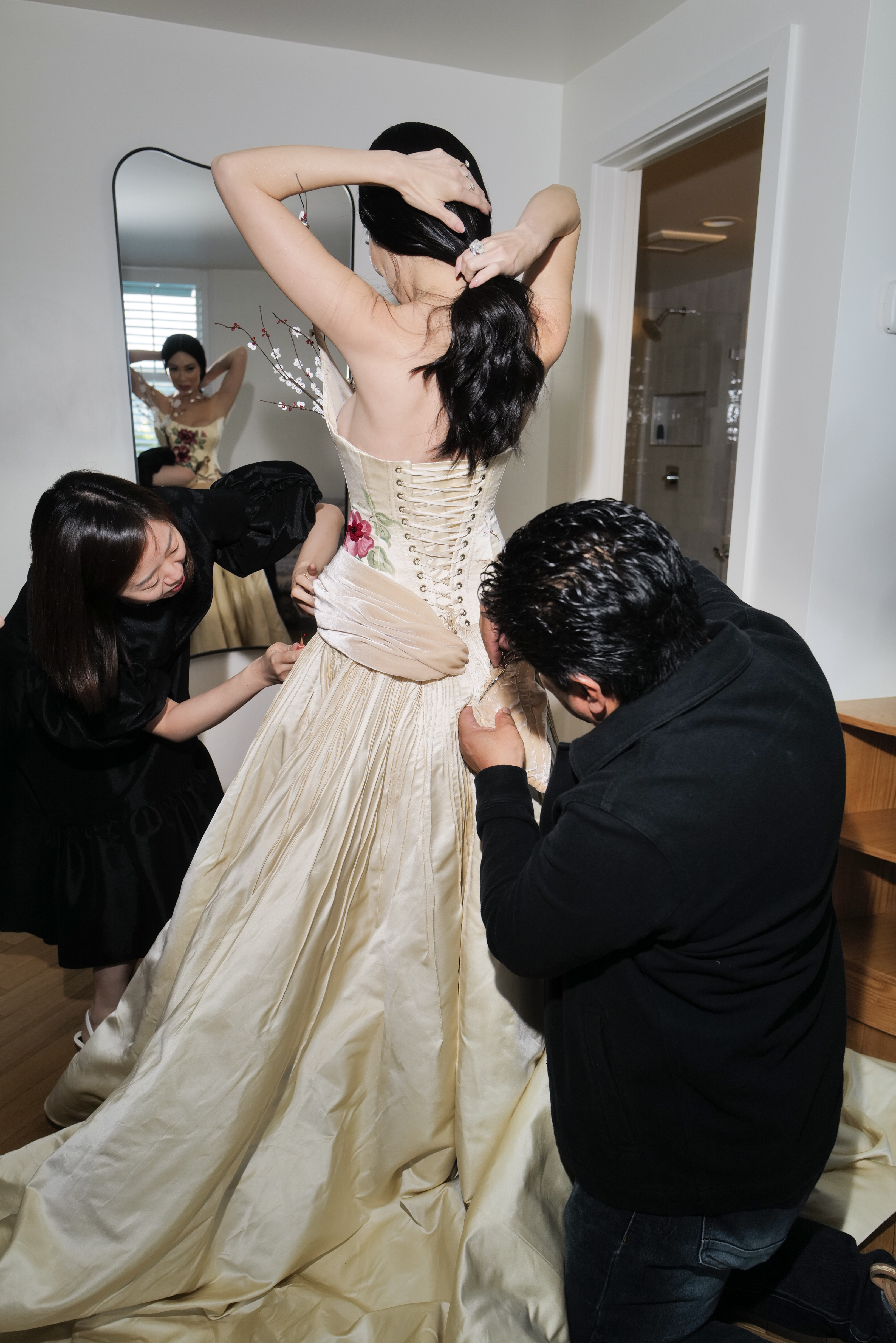 Christine Chiu gets ready for the 2025 Gold Gala with designer Ou Ma.