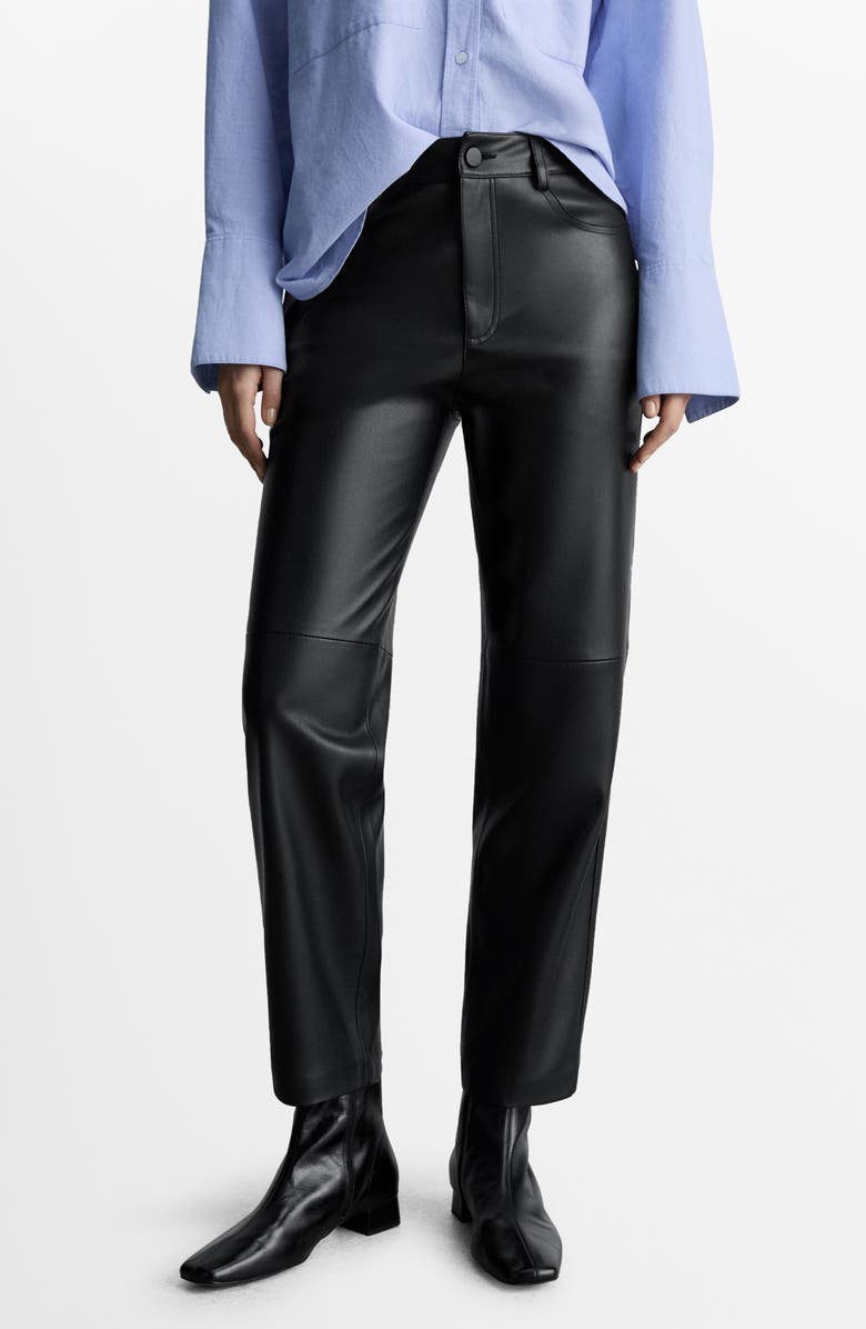 Faux Leather Straight Leg Pants
