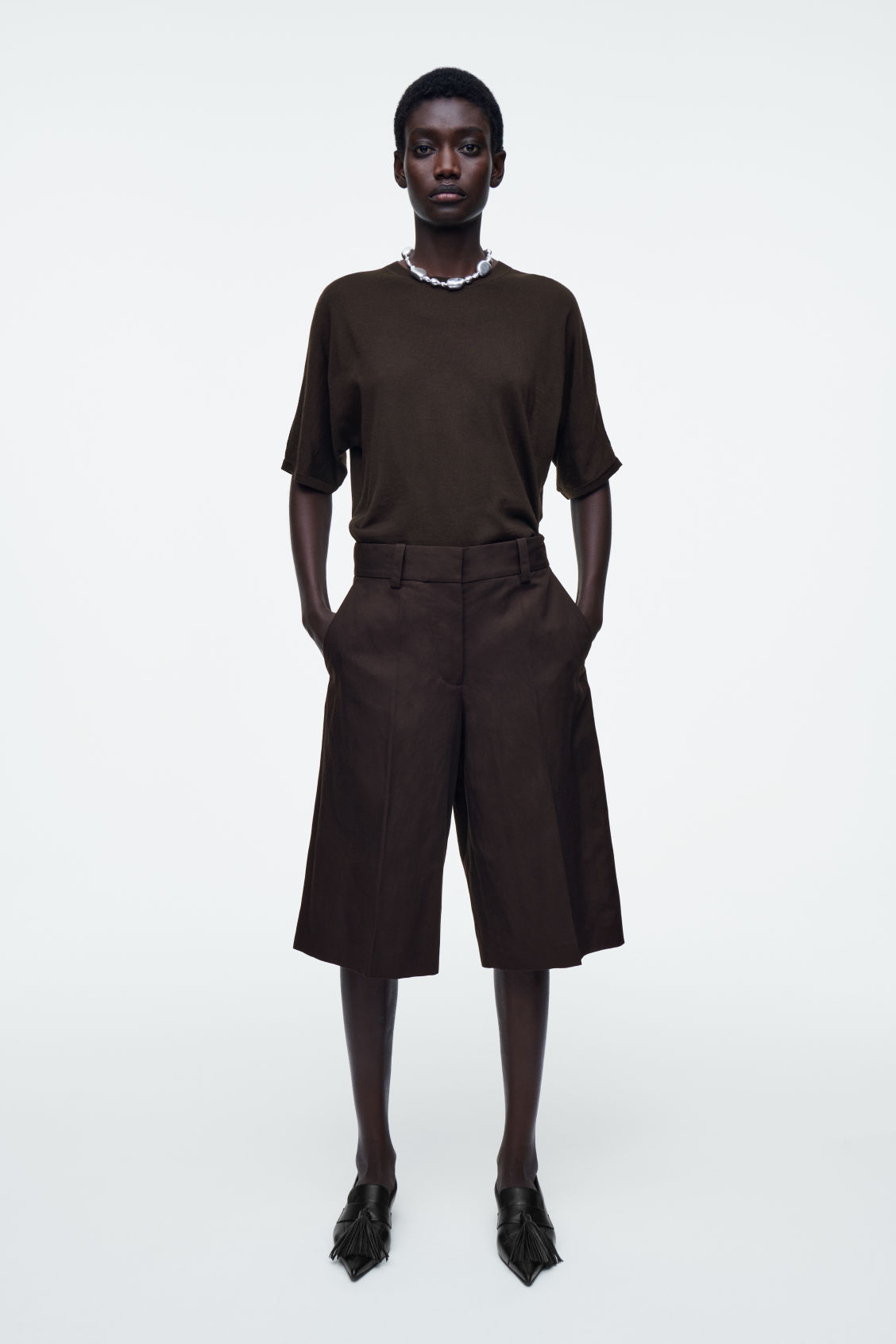 Tailored Linen-Blend Longline Shorts