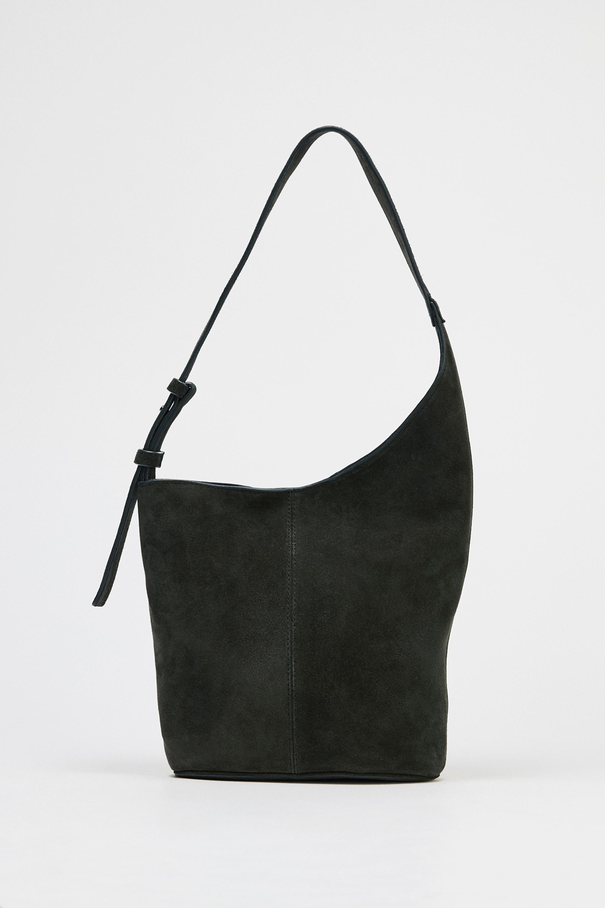 Asymmetric Soft Suede Mini Bucket Bag