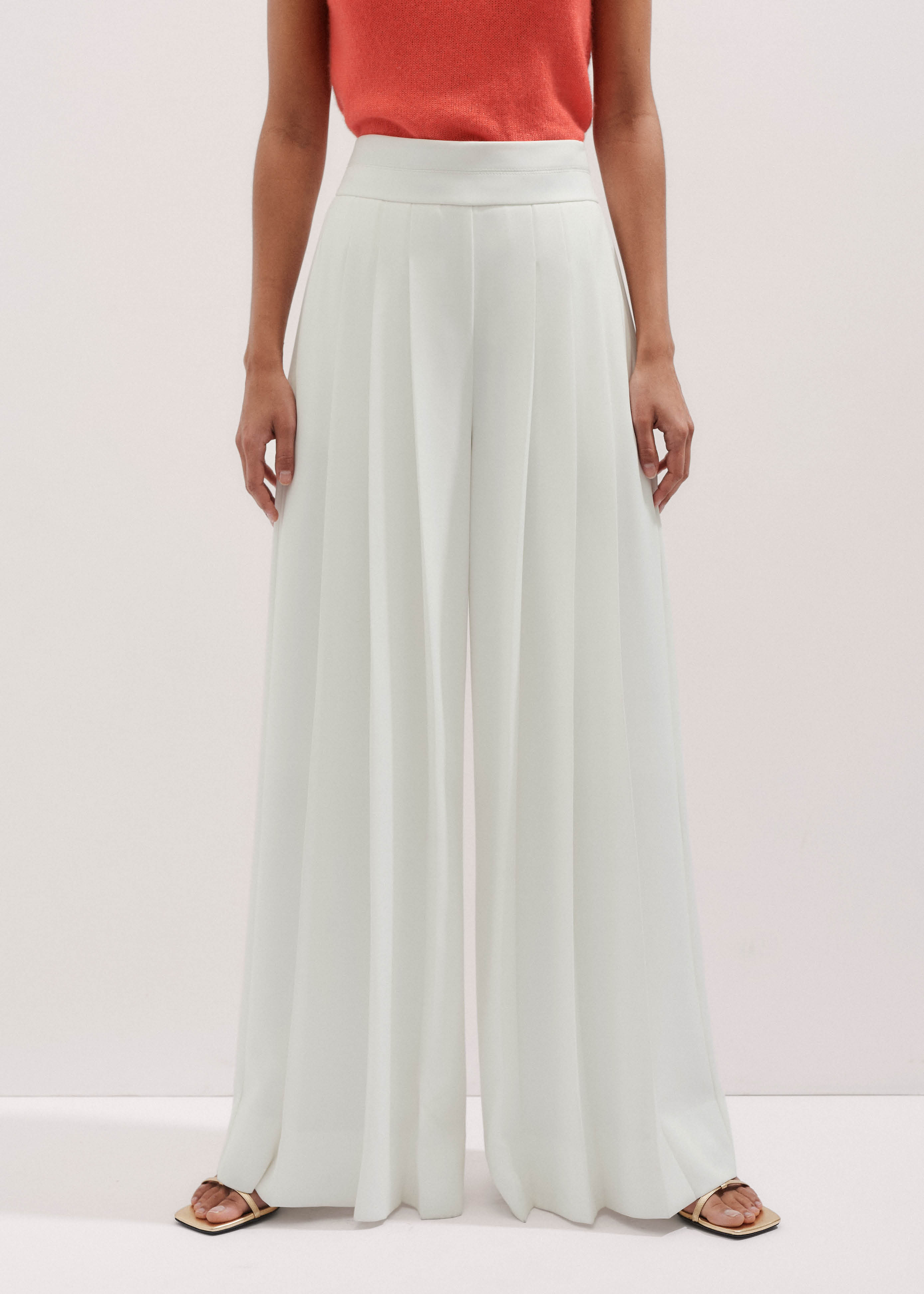 Satin Back Crepe Wide-Leg Trouser