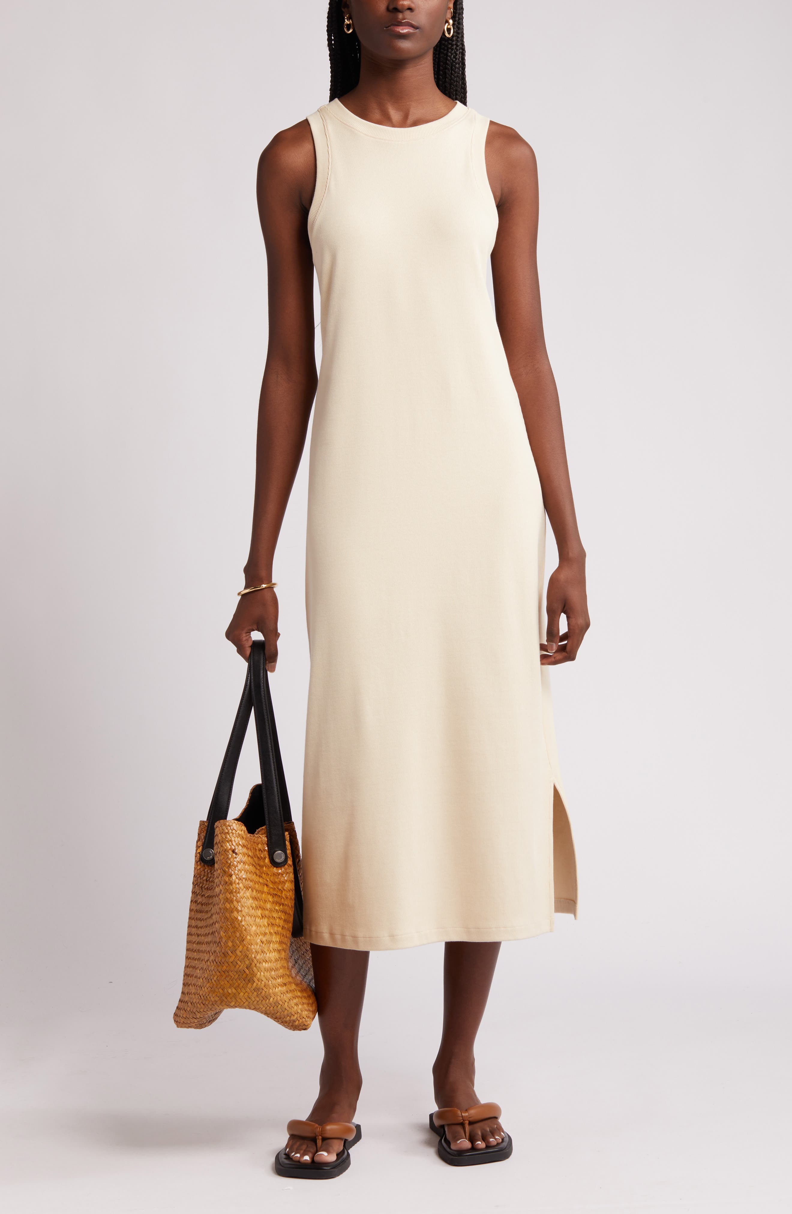 Nordstrom, Stretch Cotton Ribbed Tank Dress