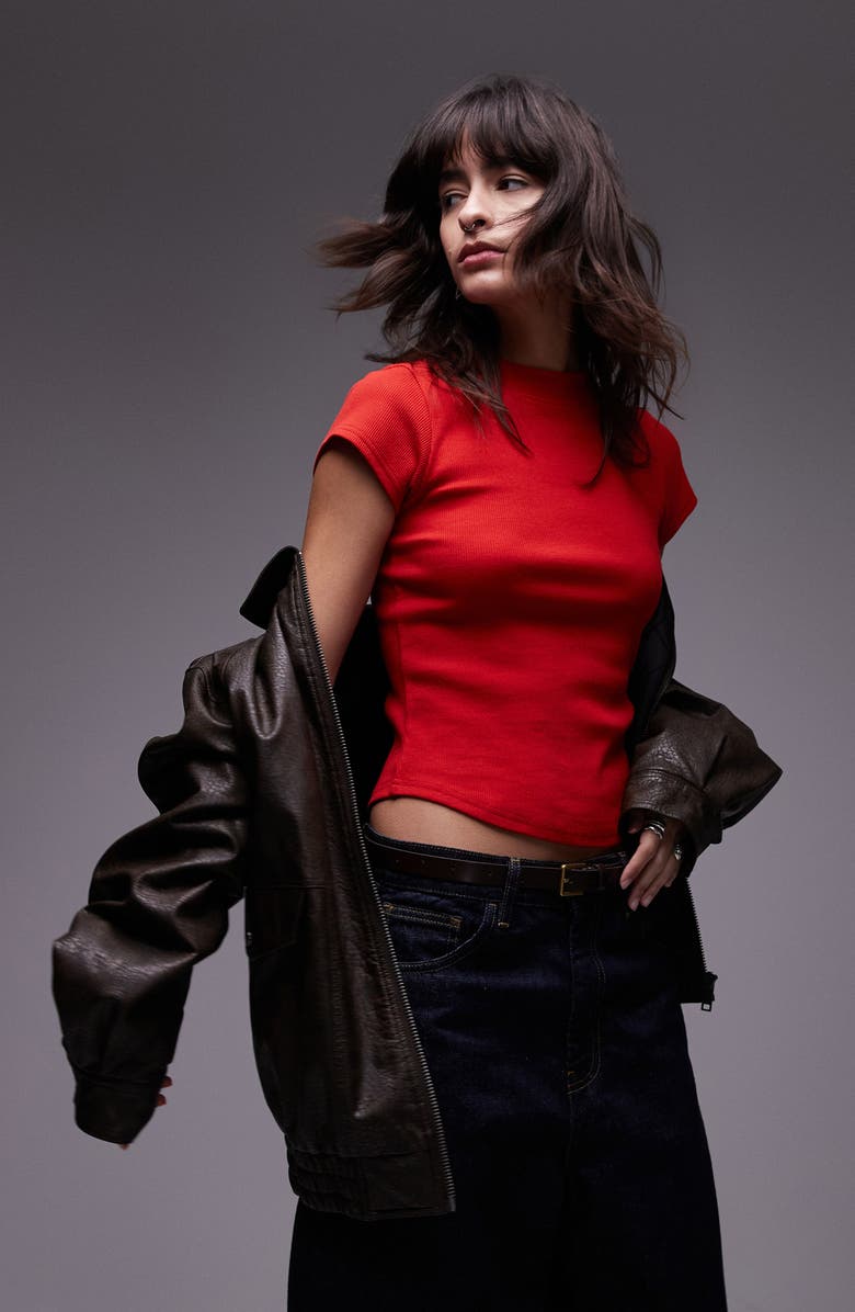 Curved Hem Fitted Stretch Cotton T-Shirt