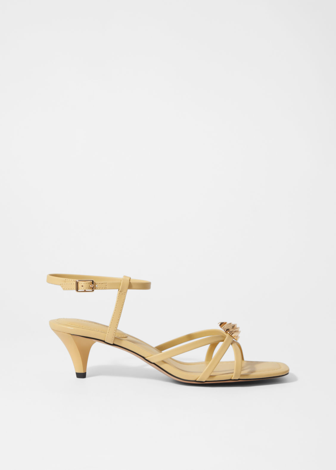 Embellished Heeled Leather Sandals