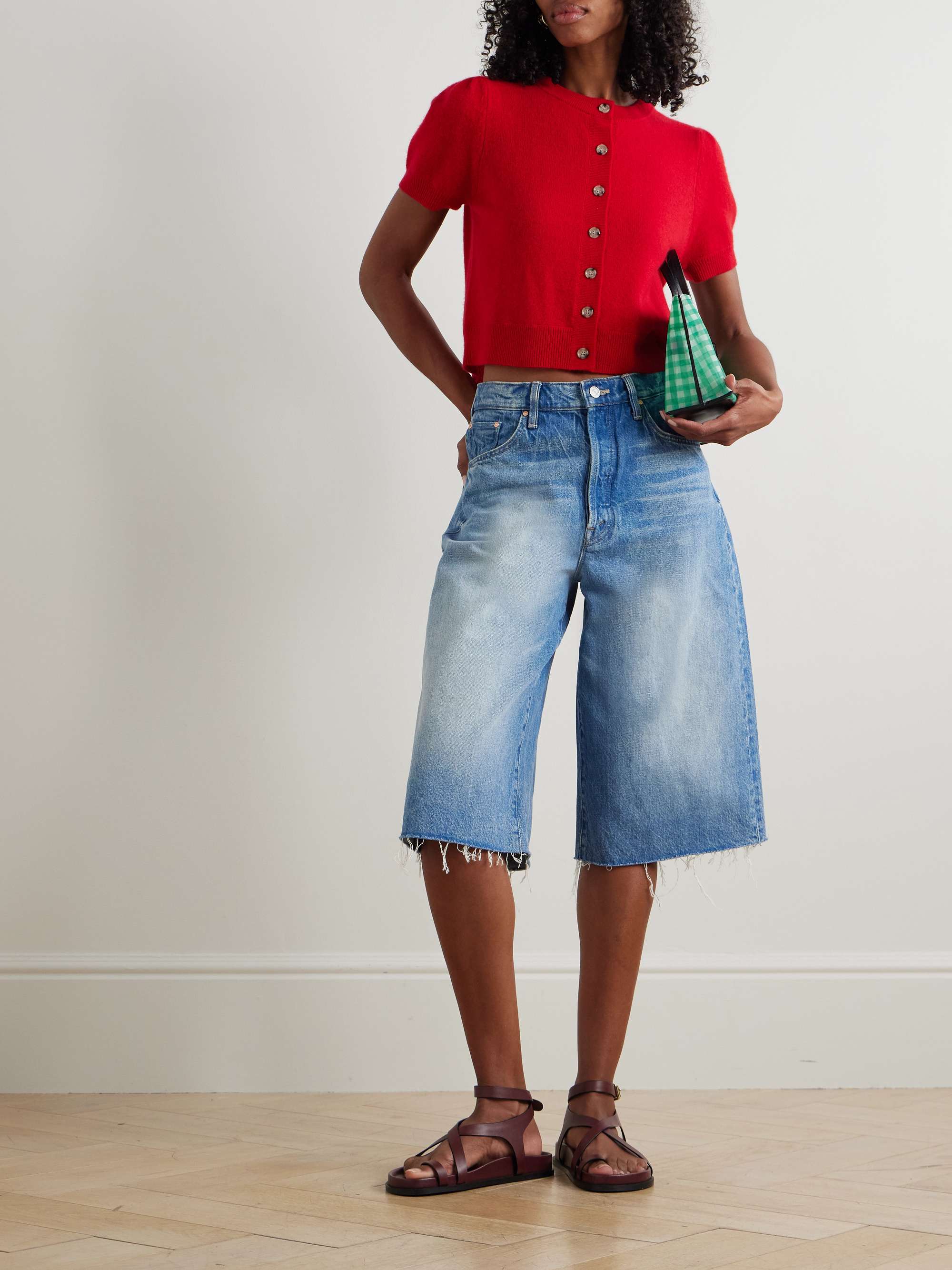 The Whole Lot Fray Denim Shorts