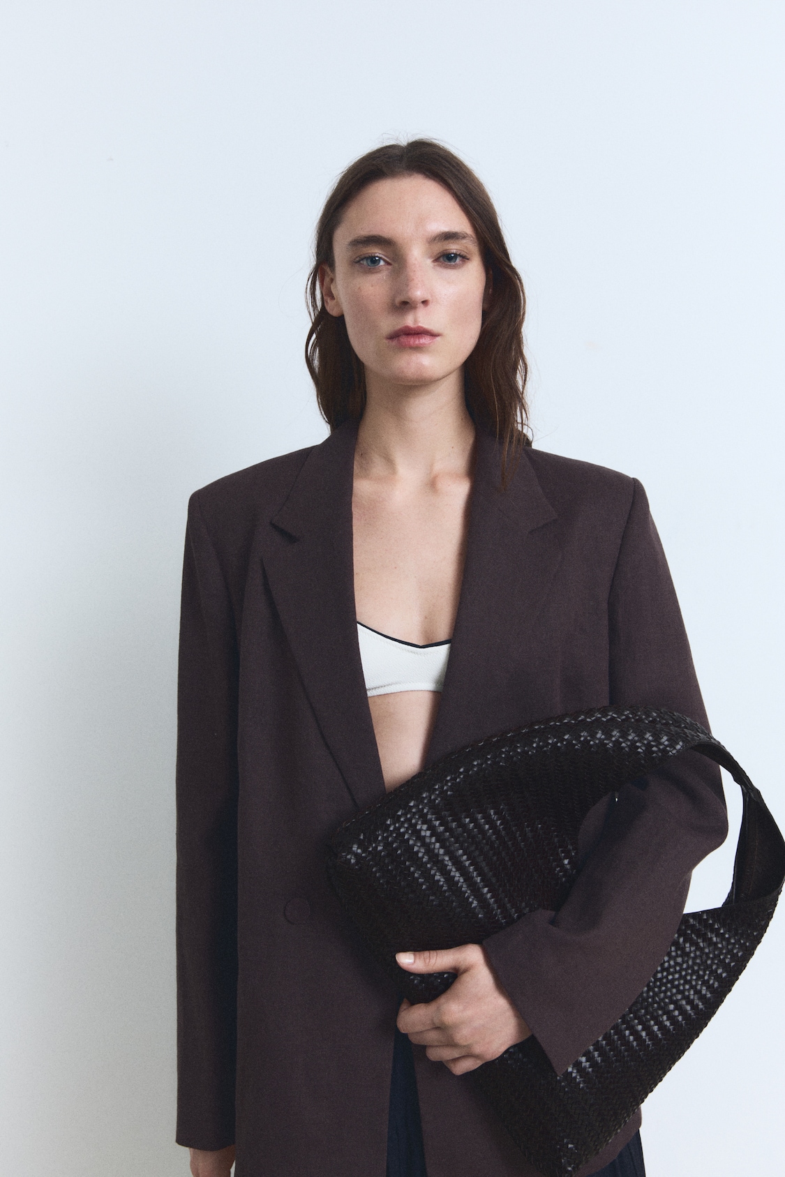 MANGO, Braided Leather Shoulder Bag