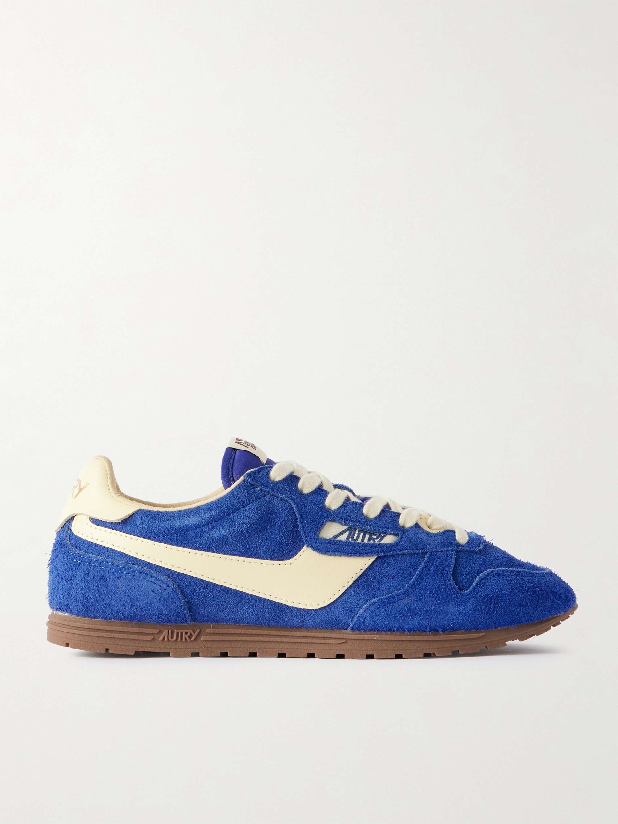 Windspin Leather-Trimmed Brushed Suede Sneakers