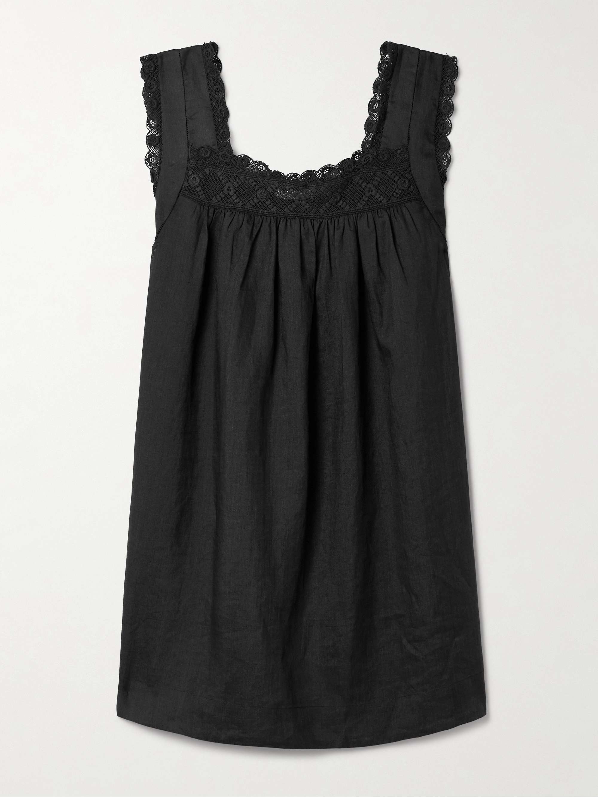 Almadia Crochet-Trimmed Ramie Mini Dress