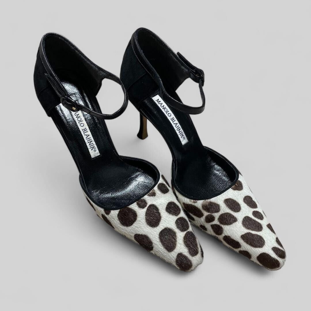 Manolo Blahnik Leopard Pattern Black Pumps Size 36/us6 Used 202501m