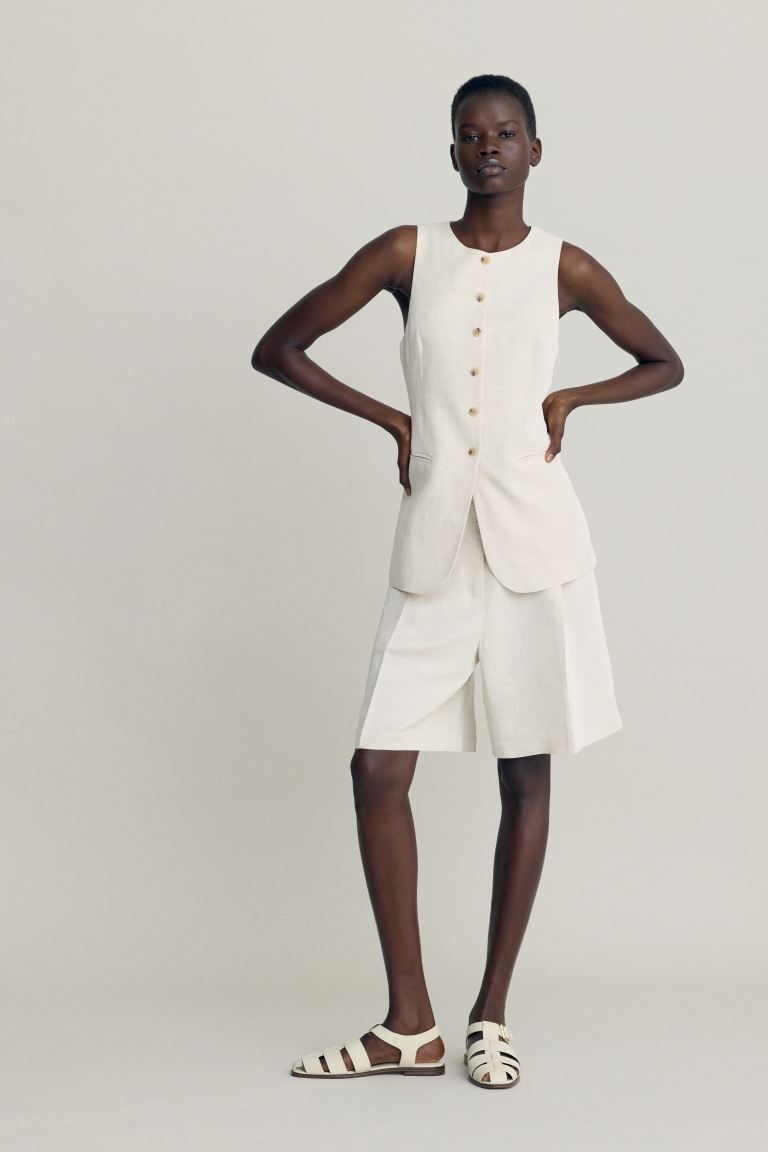 Linen-Blend Bermuda Shorts