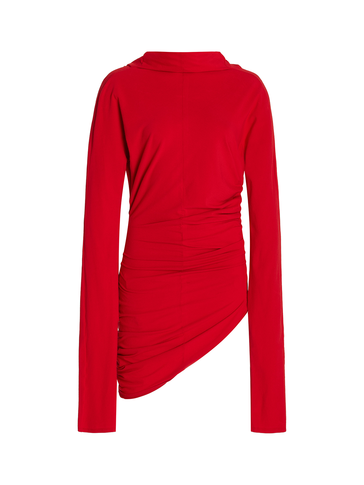 Asymmetric Gathered Cotton-Poplin Top