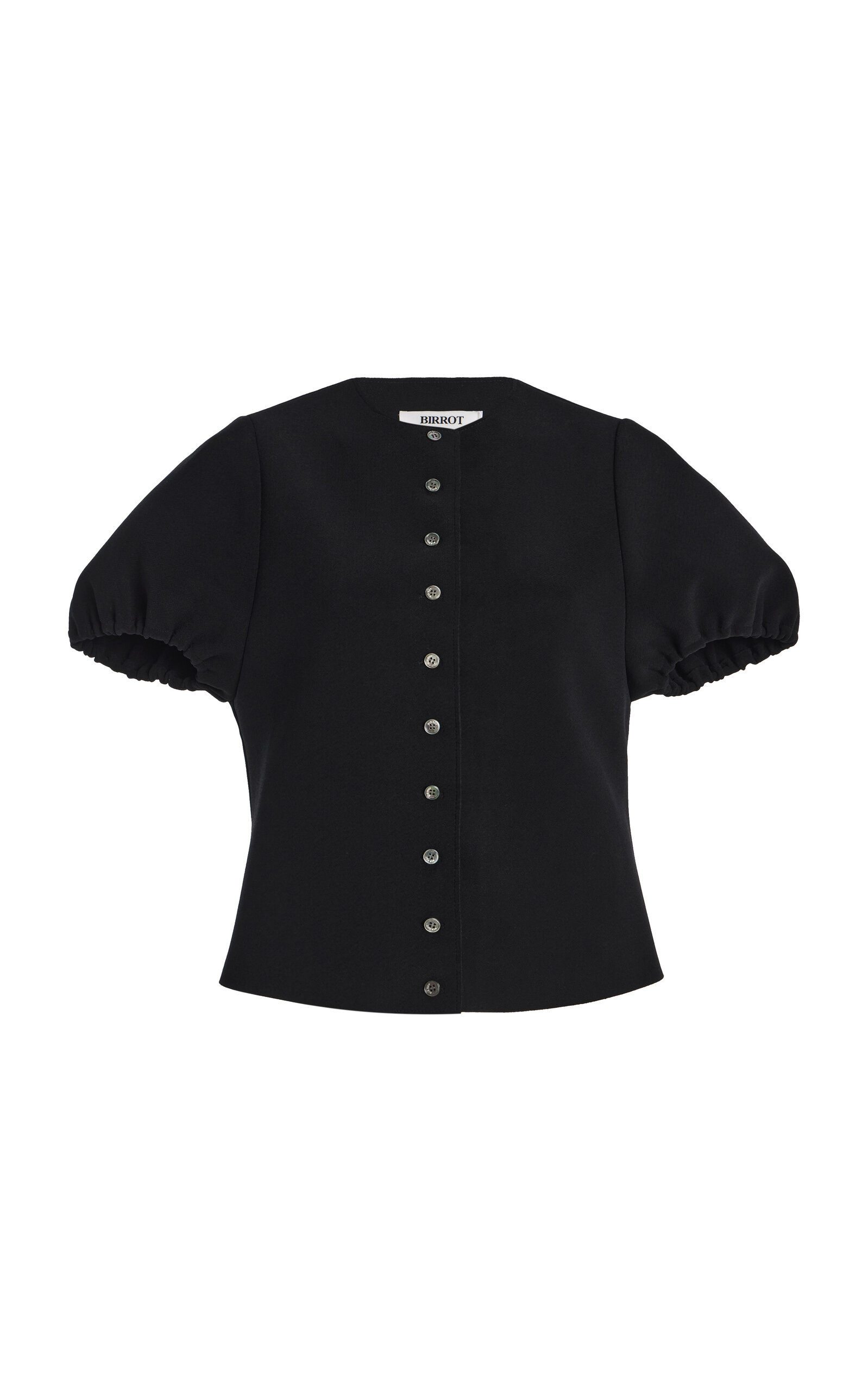 Exclusive Lay3 Puff-Sleeve Bonded-Crepe Top