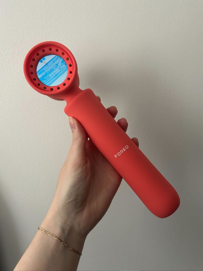 Junior beauty editor Grace Lindsay testing the Foreo IPL device