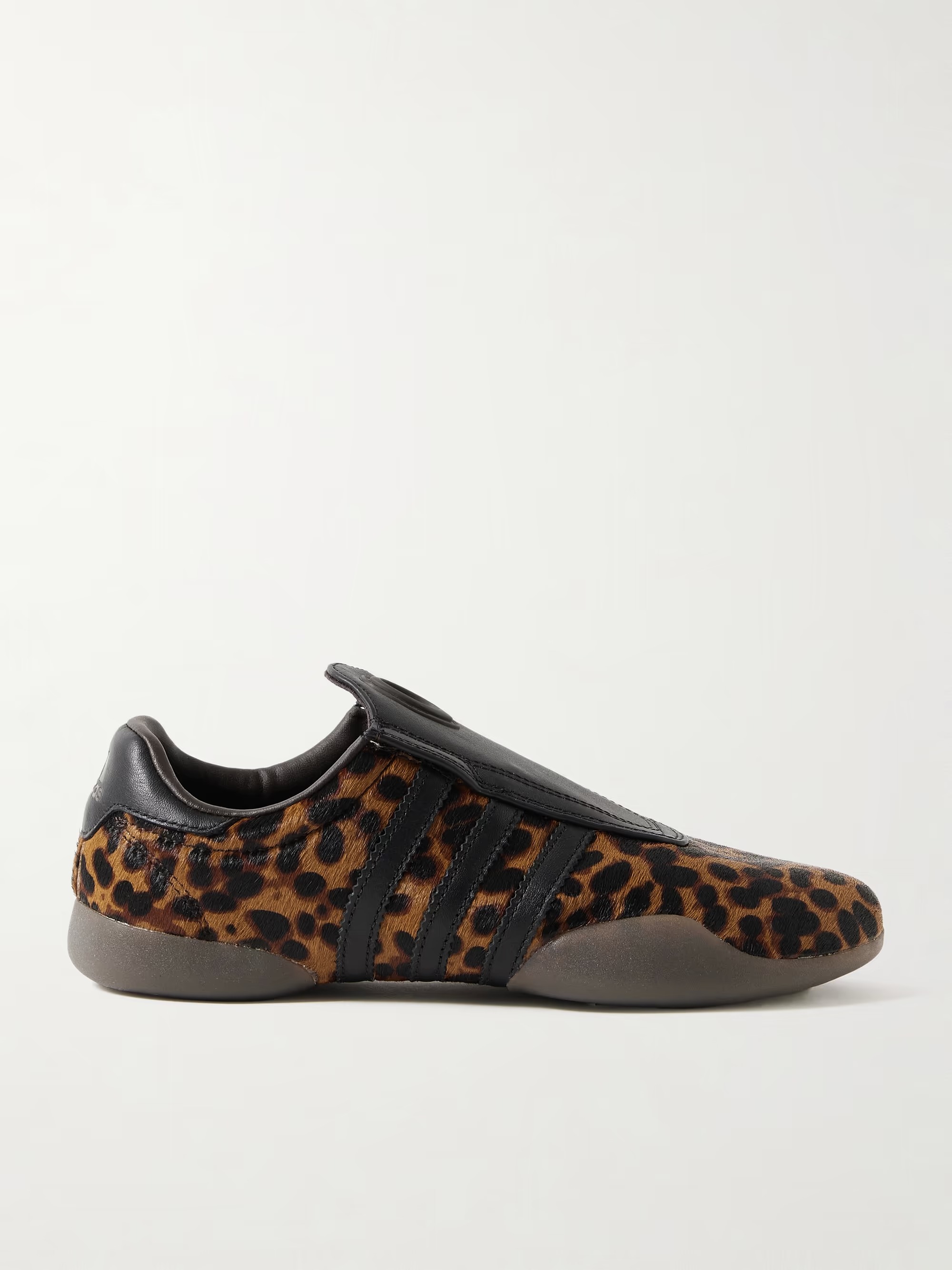Taekwondo Mei Leather-Trimmed Leopard-Print Pony Hair Sneakers