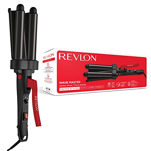 Revlon Wave Master Jumbo Waver (three-Prong Jumbo Barrels, Tourmaline Ceramic Coating, 30 Heat Settings Up to 190°c) Rvir3056uke