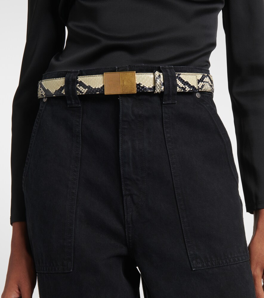 Elio Snake-Effect Leather Belt