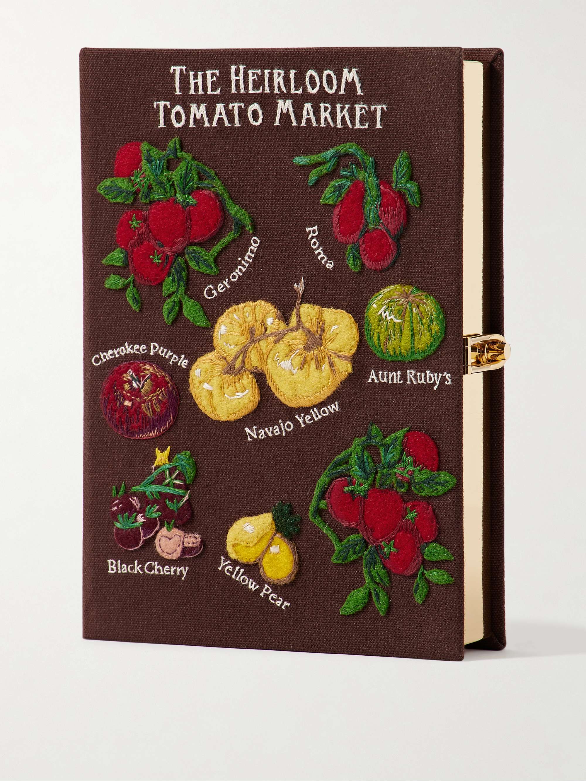 Tomatoes Embroidered Appliquéd Canvas Clutch