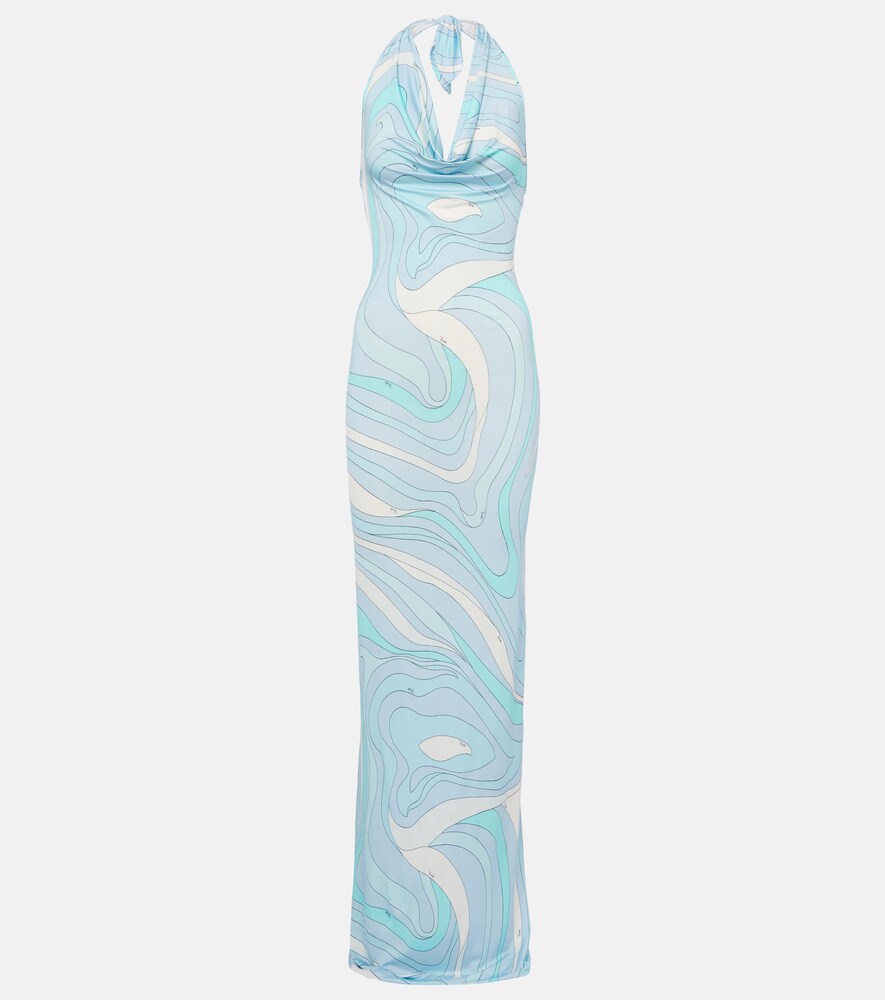 Marmo Halterneck Satin Jersey Maxi Dress