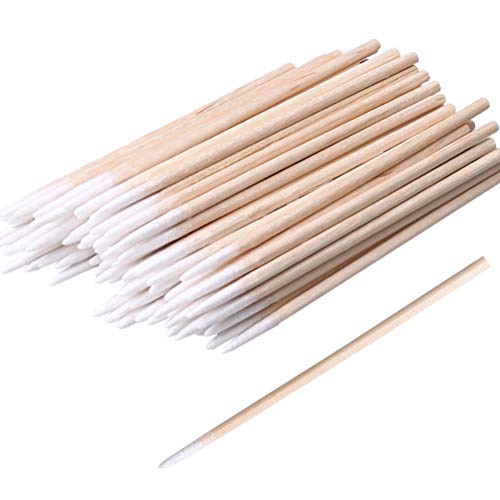 Zhiye Cotton Buds, 400 Pcs Cotton Swab, for Eyebrow Tattoo Beauty Make-Up Color Nail Seam Dedicated Dirty Picking, Wood Handle Small Pointed Tip Head