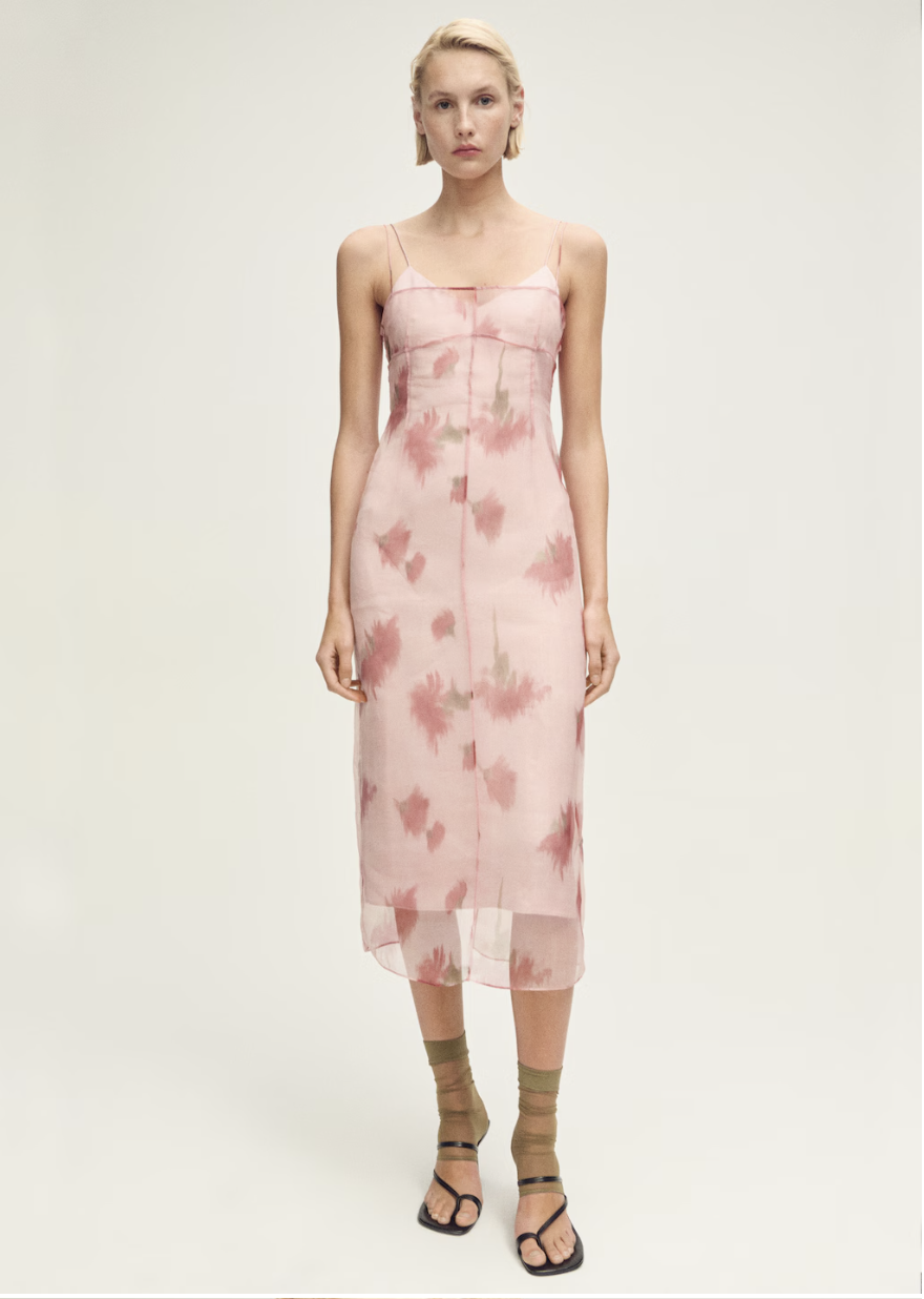 MANGO, Floral-Print Combined Dress