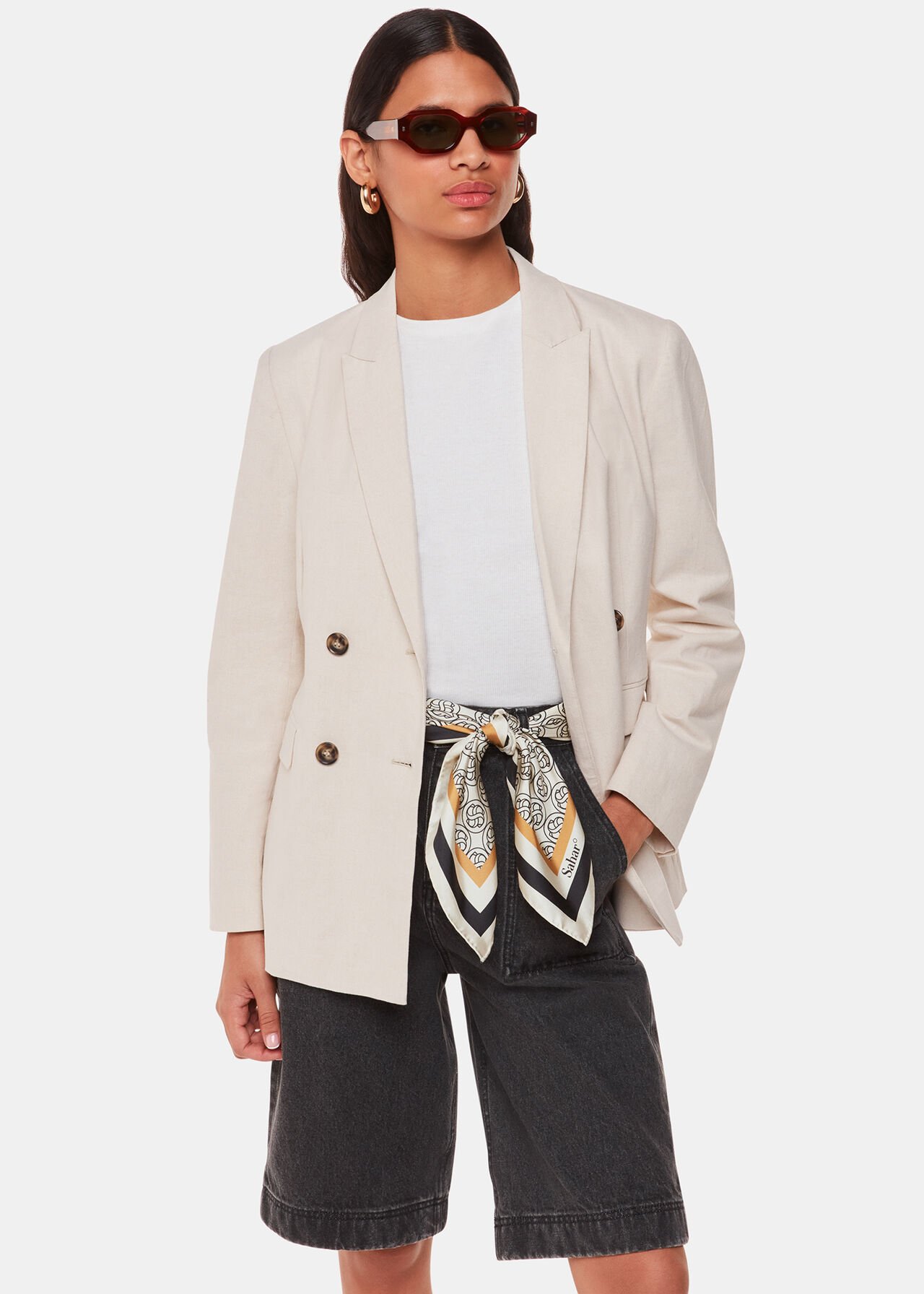 Ivory Sahar S Monogram Silk Scarf