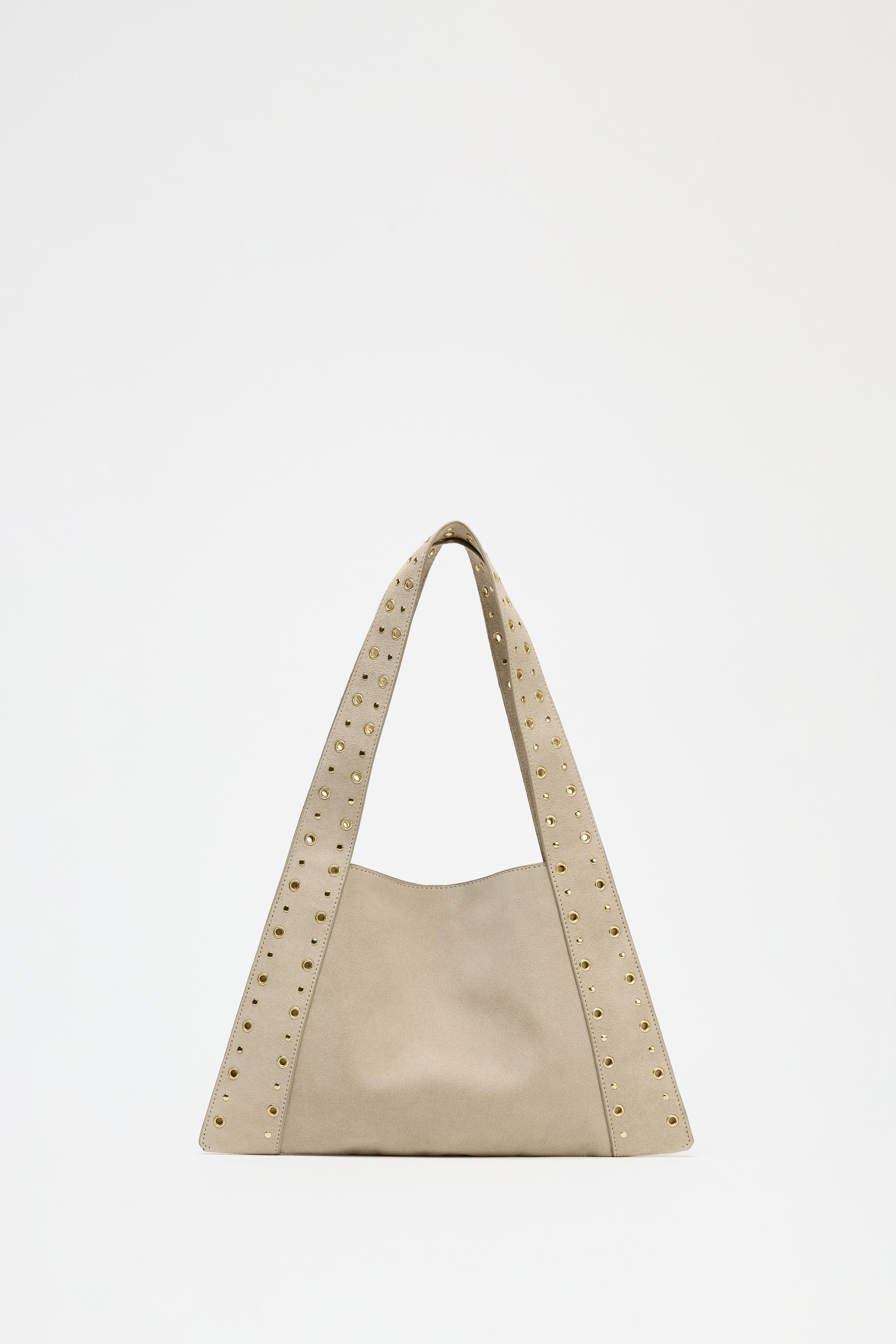 Suede Studded Shoulder Bag