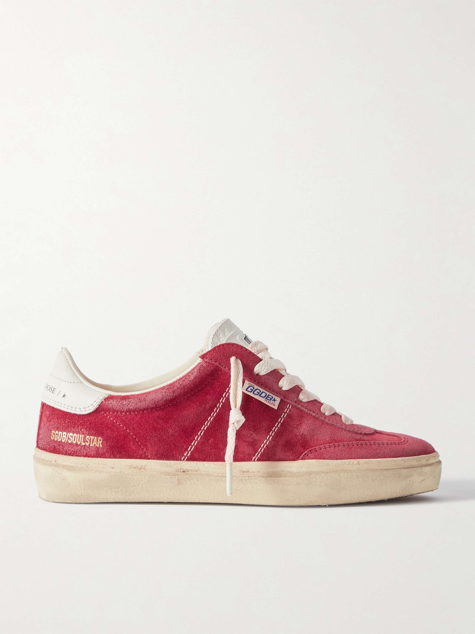Soul-Star Distressed Leather-Trimmed Suede Sneakers