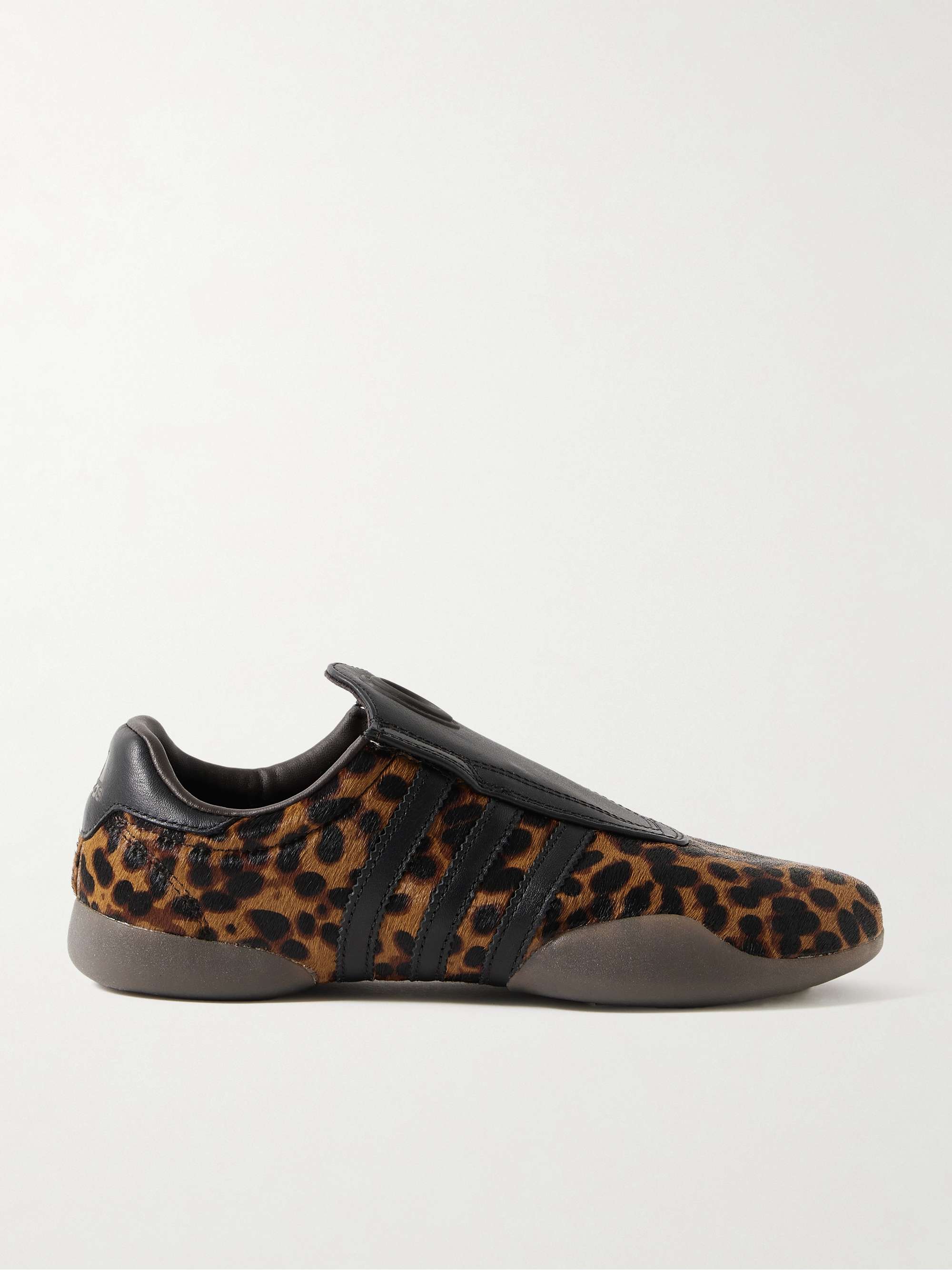 Taekwondo Mei Leather-Trimmed Leopard-Print Pony Hair Sneakers